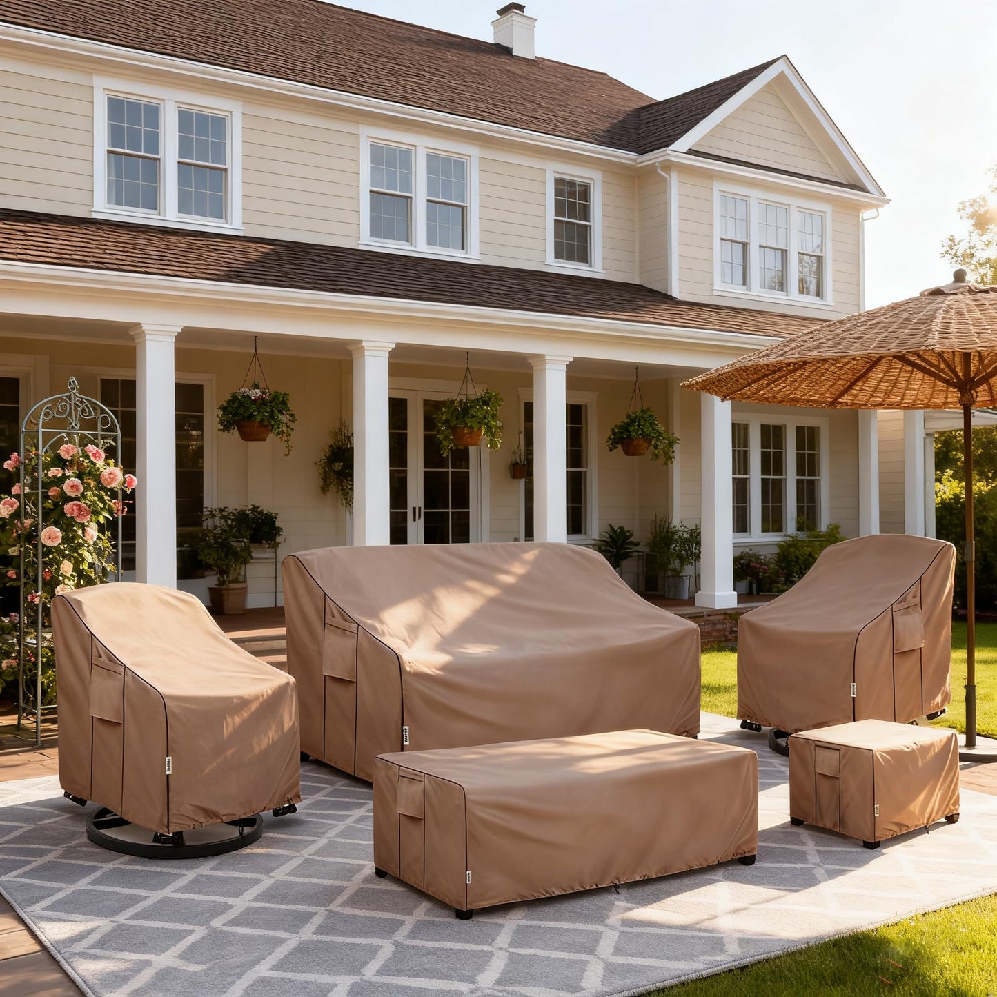 Hadisi Patio Chair Covers for Outdoor Furniture Waterproof 4 Pack, Heavy Duty Waterproof Outdoor Swivel Chair Cover (30"W x34"D x36"H - Brown)