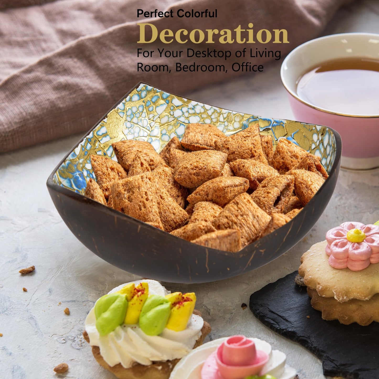 Coconut Bowls Decorative Candy Dish - Heart Acai Bowl, Natural Wooden Candy Dish, Key Bowl Holder for Entryway Table, Yogurt Smoothie Nuts Dessert Container, Rice Fruits Dry Snack Storage Shell Bowls
