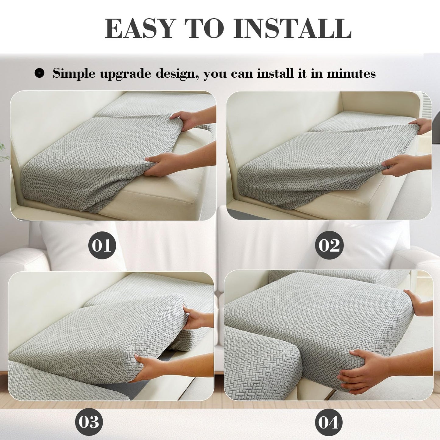Disayu Sofa Covers Couch Covers for Sofa Pet Friendly Couch Cushion Covers Universal Sofa Covers Washable Stretch Slipcovers for Sectional Sofa (Texture Light Gray,Large Single Seat Cover)