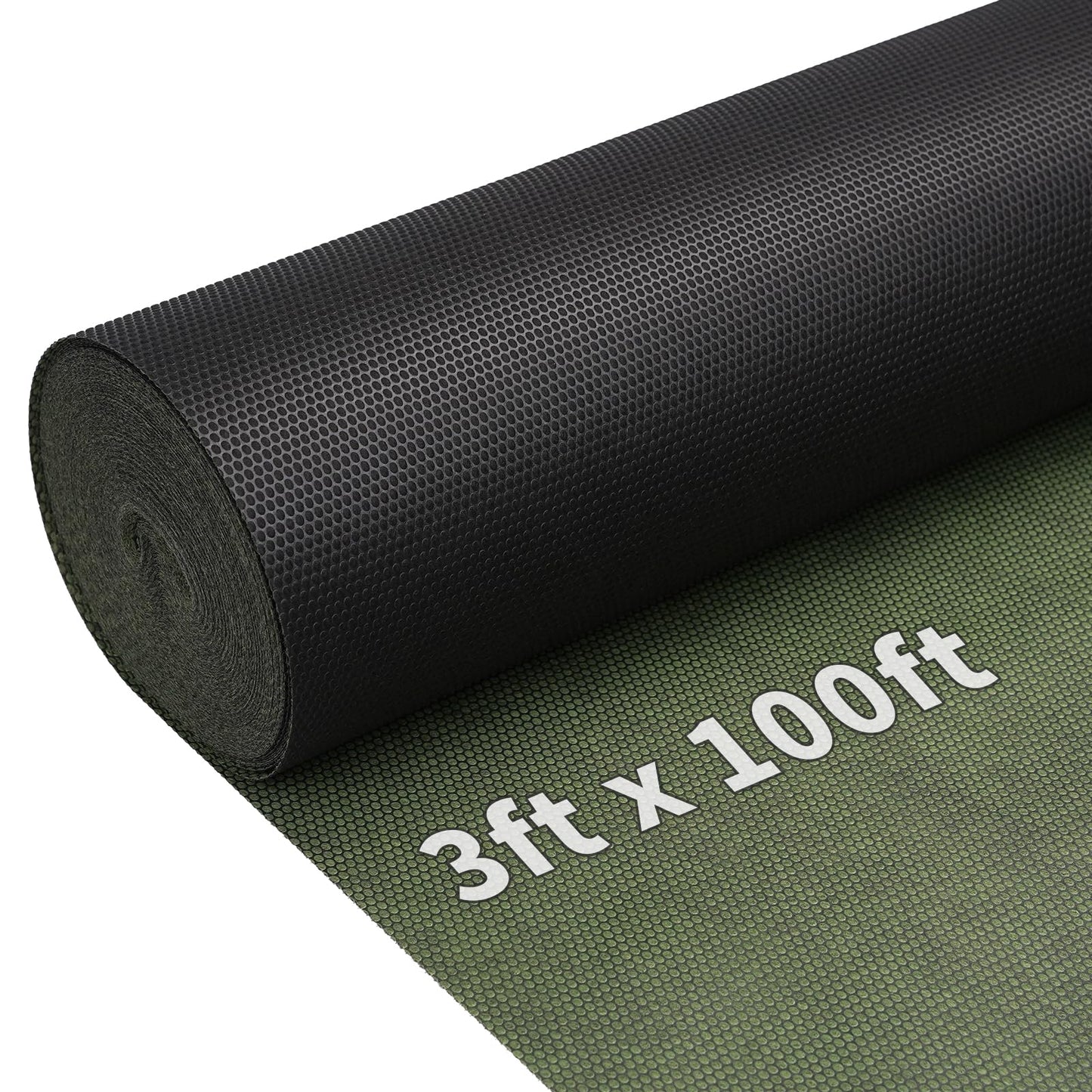 EnonGarden 3x100ft Weed Barrier Fabric & Landscape Fabric,Green Black Heavy-Duty Non-Woven Ground Cover, Easy Setup Weed Control Mat for Garden, Yard, Farm, Orchard, Fruit Trees