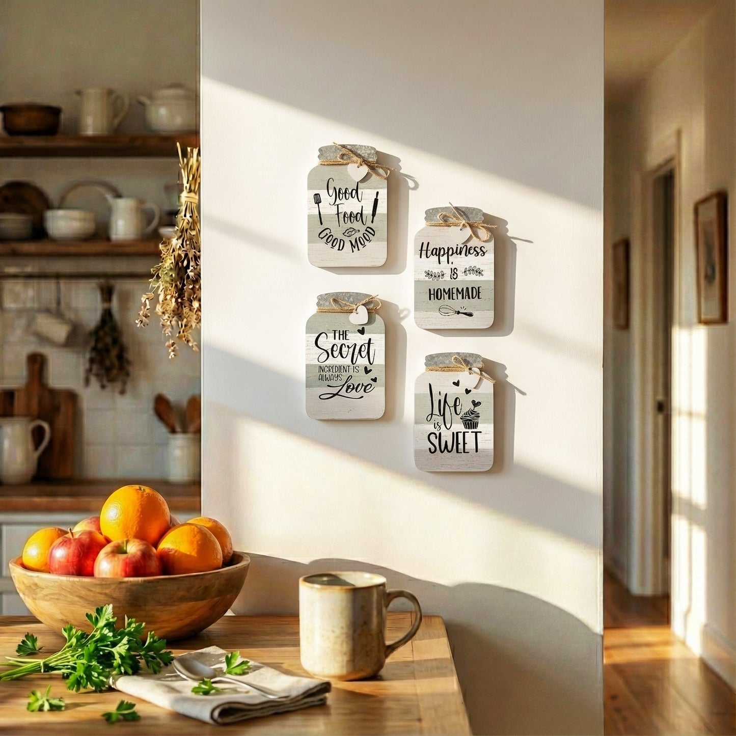 Old Shack Collection – Kitchen Wall Decor Set of 4 – Durable Kitchen Wall Art – Refined Kitchen Decor to Elevate Your Home, Crafted for Lasting Style, Each sign: 8×5 in
