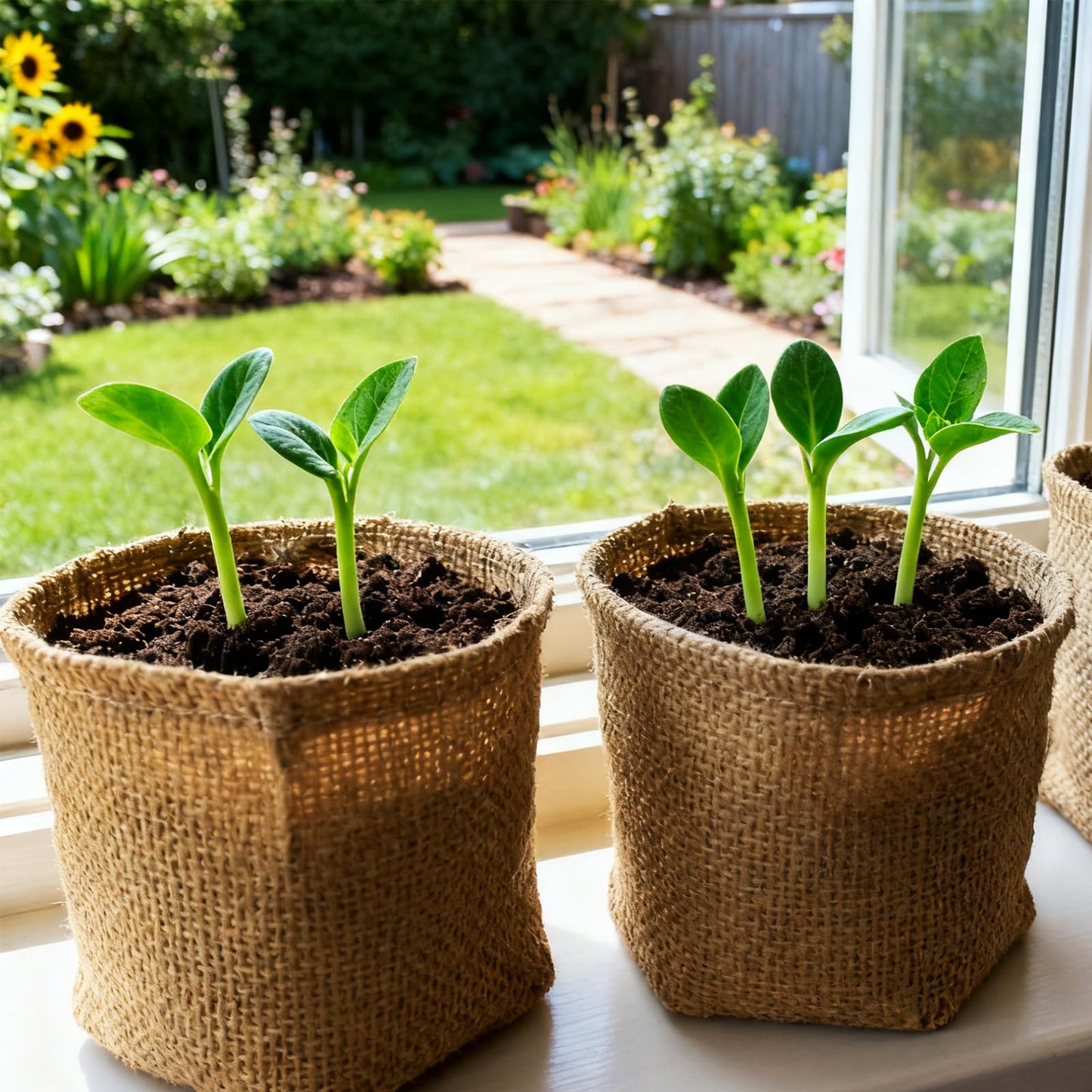 Flower Growing Kits, Windowsill Planting Kit with Planting Bags, Coir Soil & Tools Indoor Gardening Starter Kit with Seed(Sunflower, Zinnias & Marigold) Flower Gardening Gifts for Women & Men