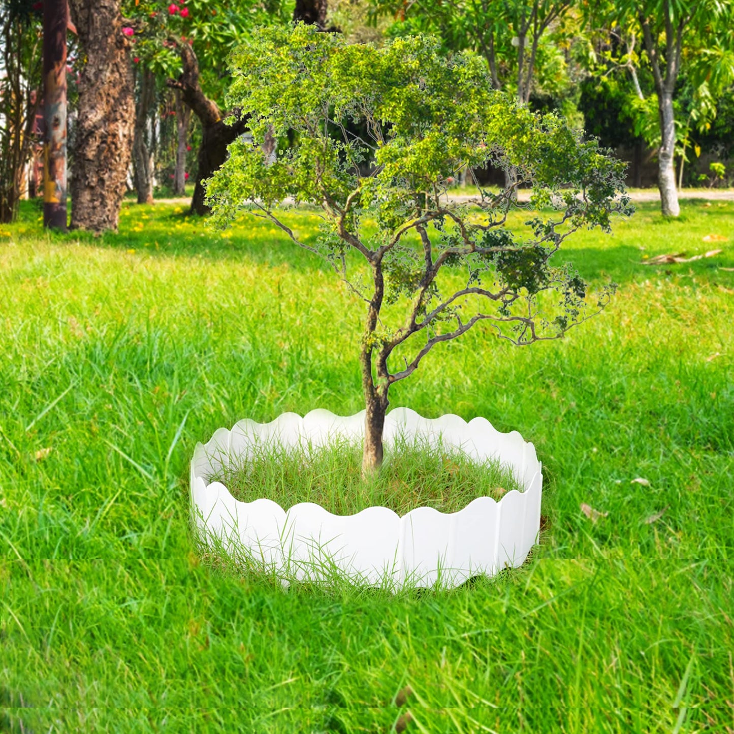 20 Pcs Garden Edging Borders, 10.5ft Plastic Landscape Borders, 5.3 in Tall Interlocking Decorative Gardens Fences Edging, Flexible Lawn Edging Flower Bed Border, for DIY Patio Walkway Yard (White)