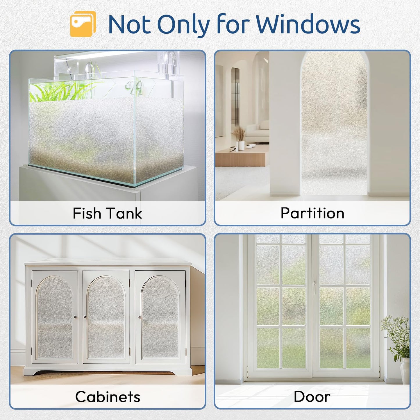 rabbitgoo Window Privacy Film Frosted Glass Film, Decorative Cling UV Sun Blocking Decals, Frosting Window Clings for Home Bathroom Door Coverings,17.5 x 78.7 inches