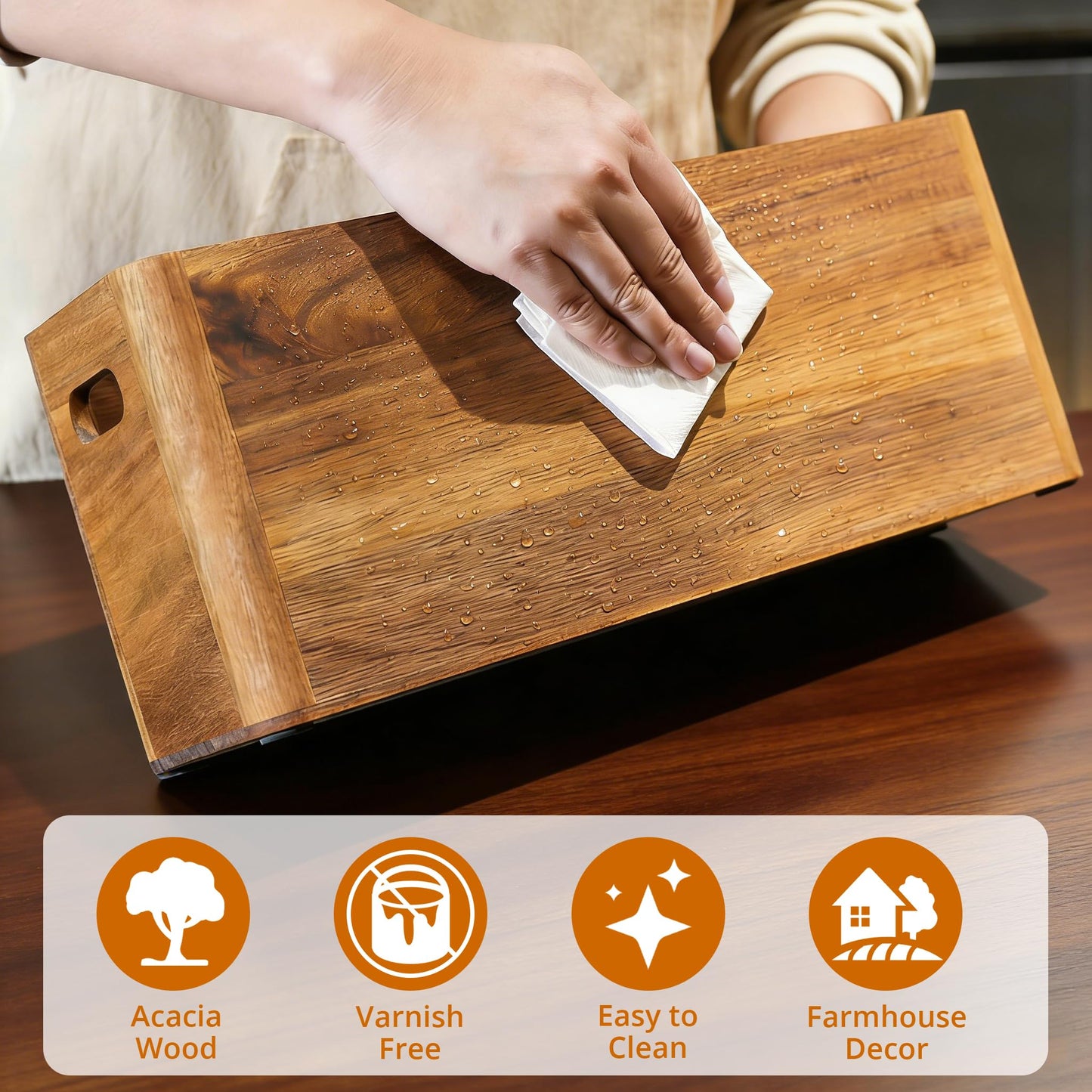 HousewoW Wooden Utensil Holder for Kitchen Counter, Cooking Utensils Holder for Countertop, Kitchen Utensils Holder for Countertop, Large Utensil Holder for Kitchen Counter (Brown, 4 Compartment)