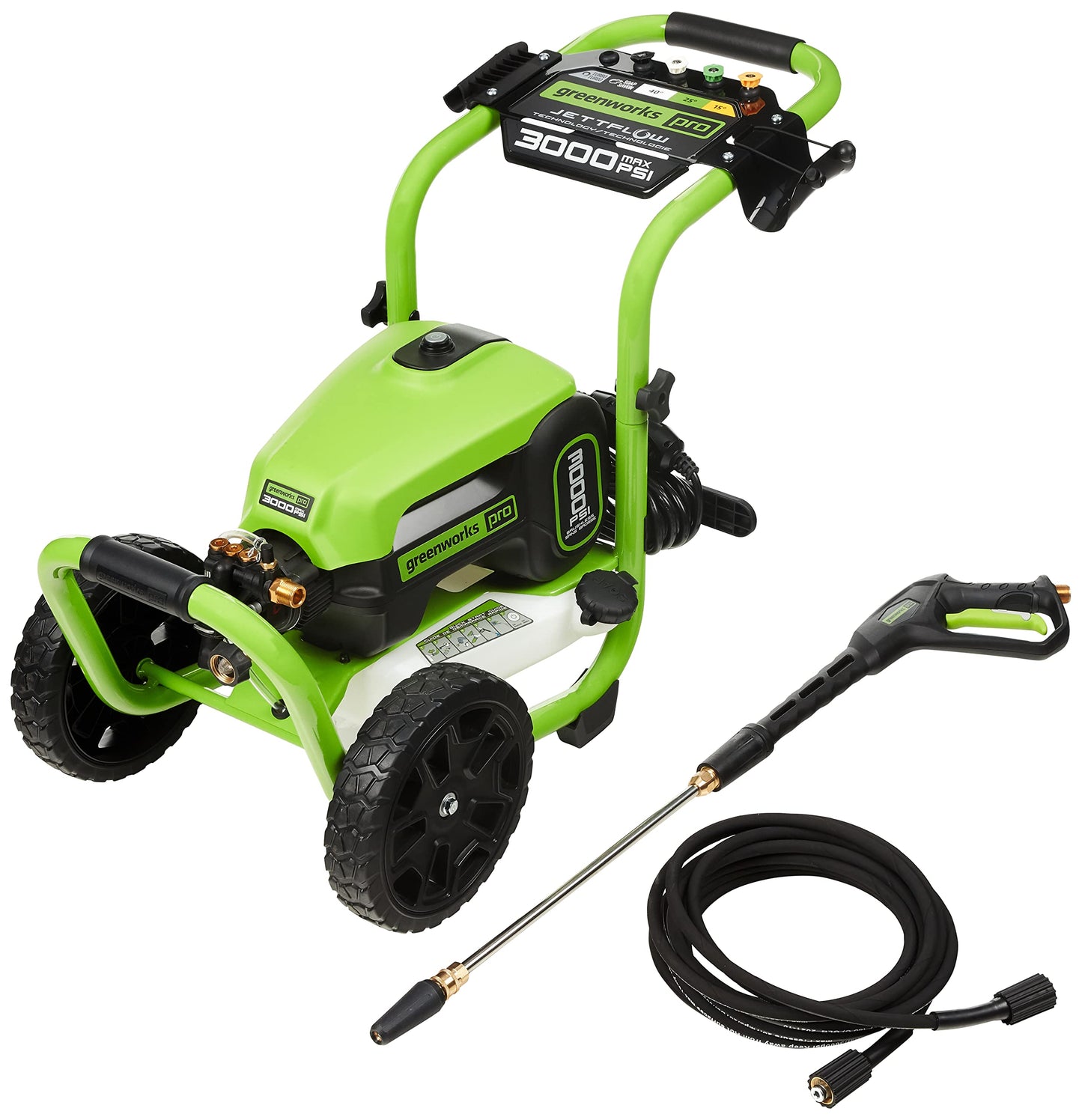 Greenworks Pro Brushless 3000 PSI (CSA Certified) 2.0 Max / 1.1 Electric Pressure Washer (Rugged Steel Frame, 25 Hose, 35 GFCI Power Cord)