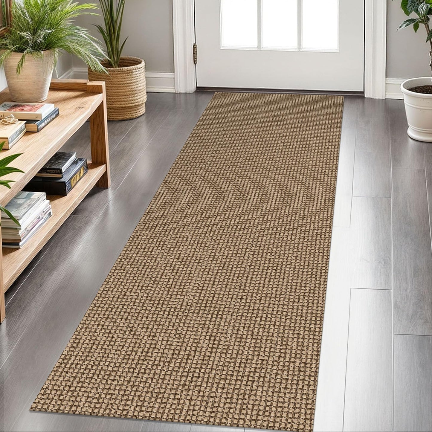 KOZYFLY Boho Runners for Hallways 2x6 ft Washable Kitchen Runner Non Slip Rubber Backed Hall Runners Cotton Entryway Runner Rugs Floor Carpet for Indoor Backdoor Bedroom Kitchen, Tan/Orange/Brown