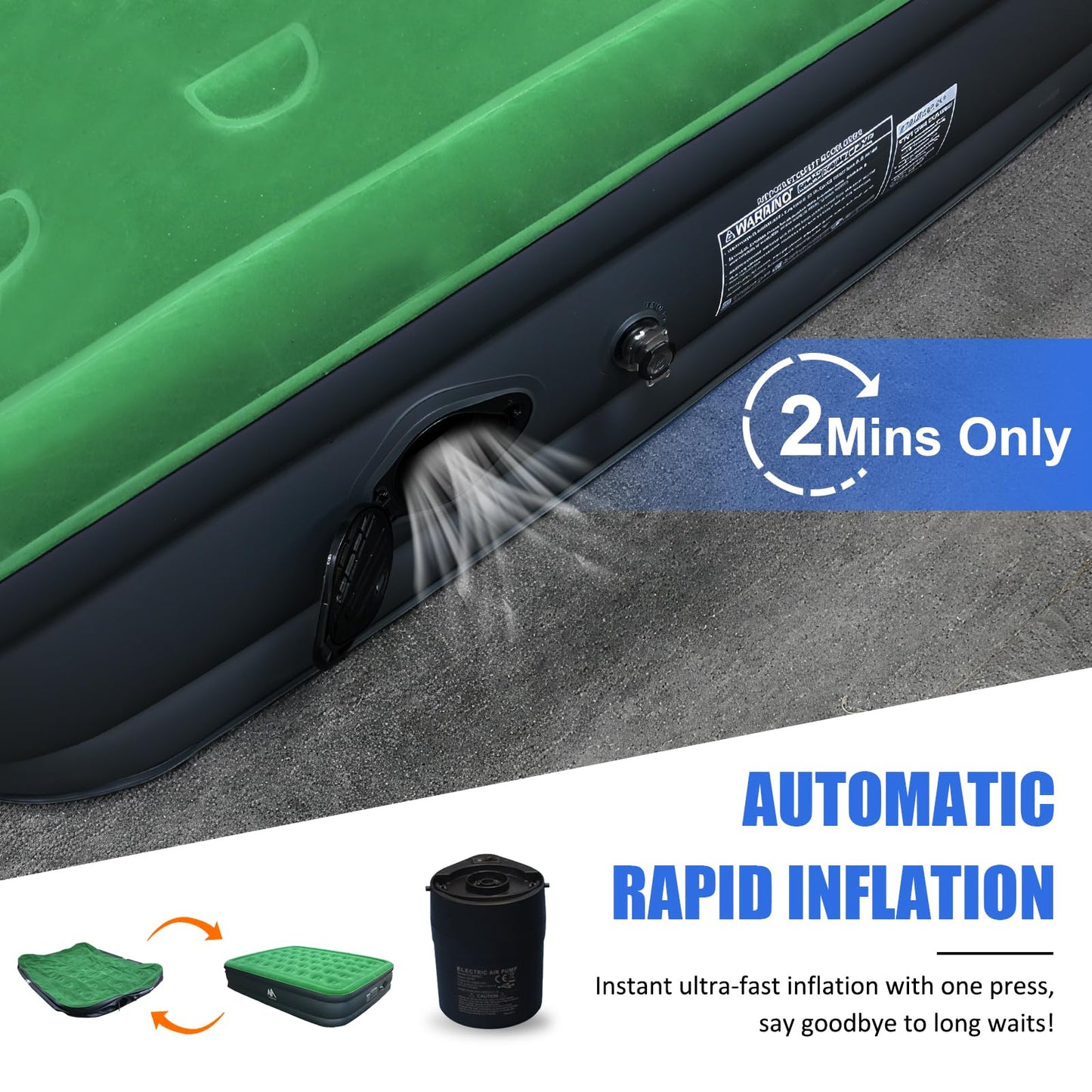 AYAMAYA Queen Camping Air Mattress with Built-in Rechargeable & Detachable Pump, 10" Height Inflatable Blow Up Airbed, Portable Self Inflating Sleeping Pad for Tents, Outdoor, Travel, Home, Guests