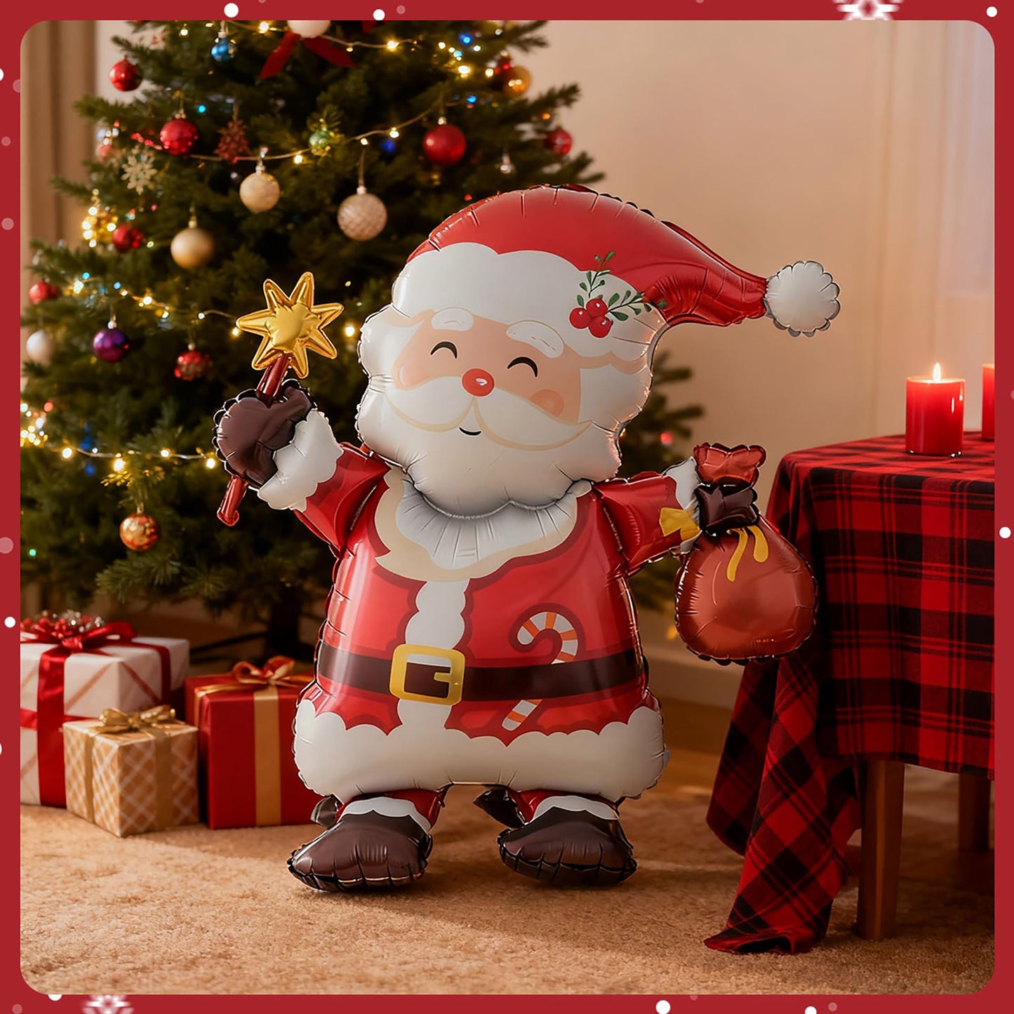 Clearance Vrukiaa Christmas Foil Balloon Decor Santa Claus Cute Christmas Self Standing Mylar Balloon 30 Inch Xmas Inflatable for Party Themed Party Decorations Supplies Decorations Party