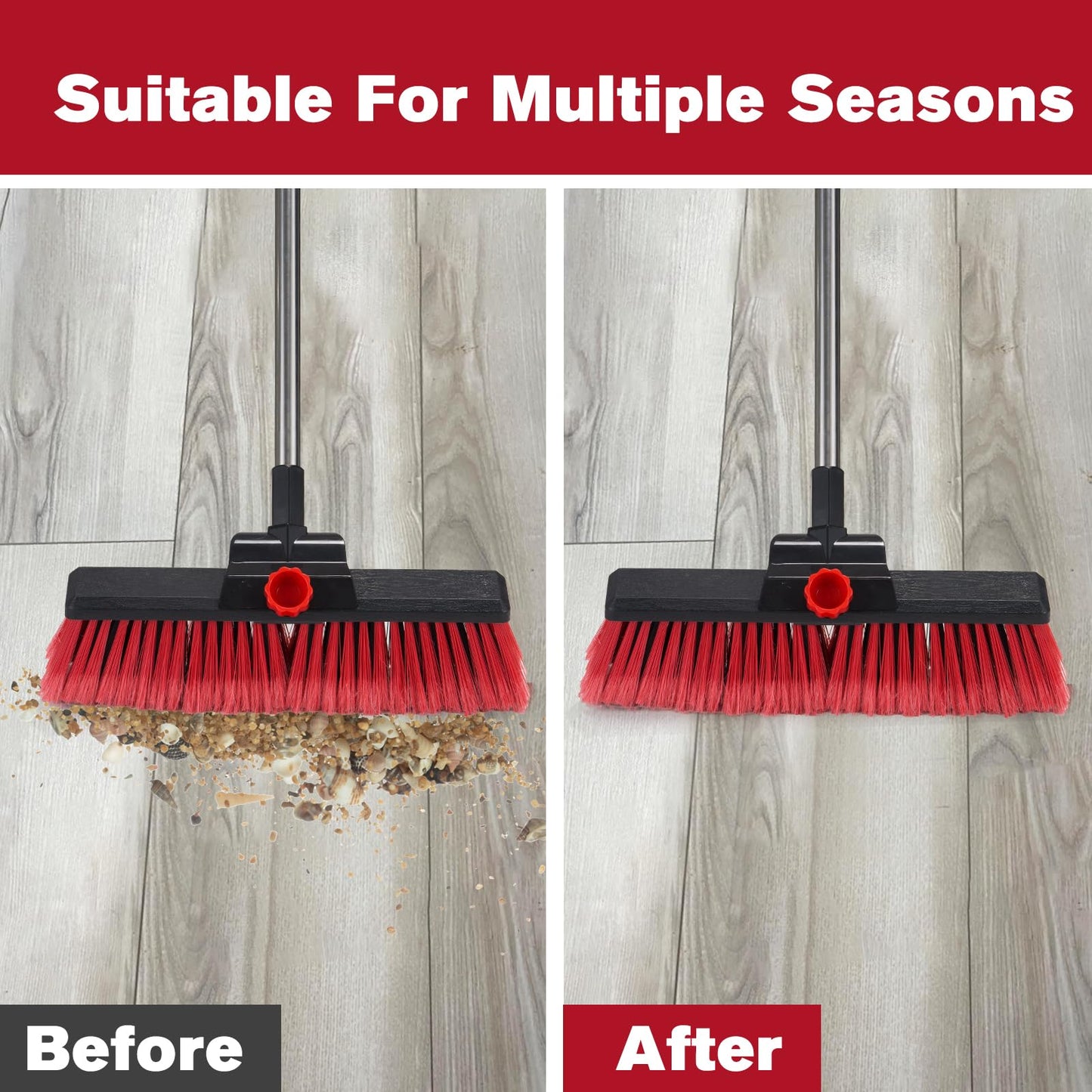 16.5" Outdoor Broom for Floor Cleaning Heavy Duty Push Broom with 53" Long Handle,Outdoor Broom for Deck,Driveway,Garage,Yard,Deck,Patio,Warehouse,Concrete