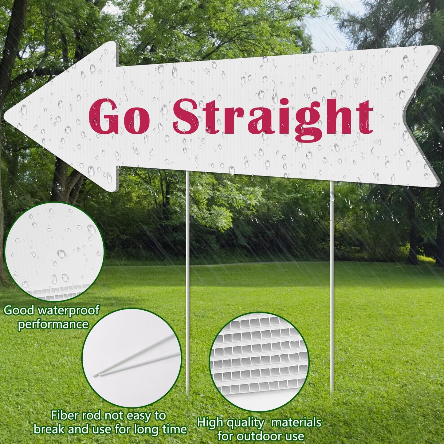 Directional Arrow Signs with Stakes, Remiawy 6 Pack Blank Yard Signs 17 x 6 Inches Custom Plastic Parking Signs with Arrow Outdoor for Wedding Decorations, Birthday Party, Estate Sale, Lawn Guidepost
