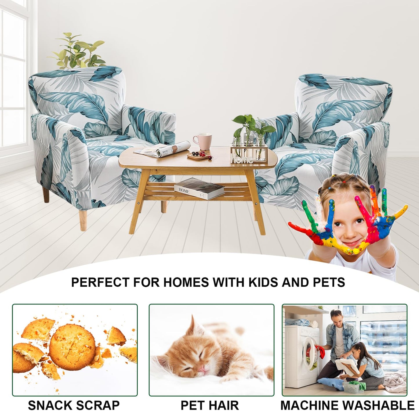 CRFATOP Printed Stretch Chair Slipcovers with Arms for Living Room 1 Piece Accent Chair Covers Soft Banquet Chair Covers Saucer Armchair Furniture Protector Office Reception Reading Sofa,A17