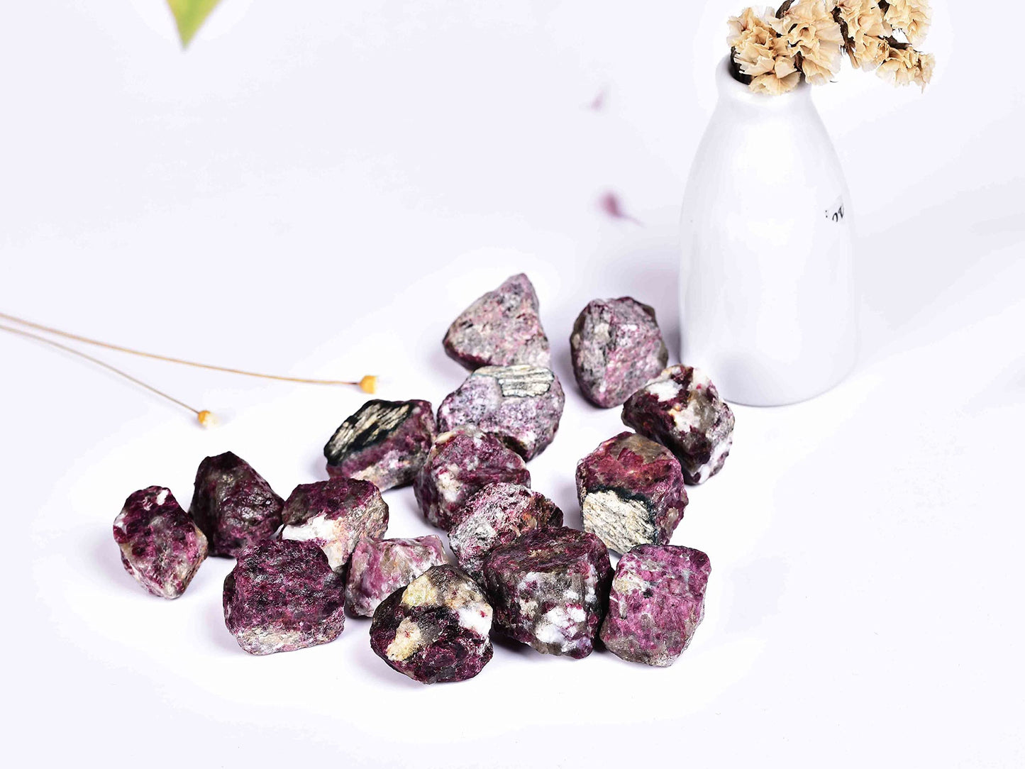 JIC Gem 12-16Pcs 0.7 Lbs irregular shape unpolished raw Madagascar natural Pink Tourmaline Quartz Crystals and Healing Stones,0.32KG Gemstone Crystal Bulk rough Stones