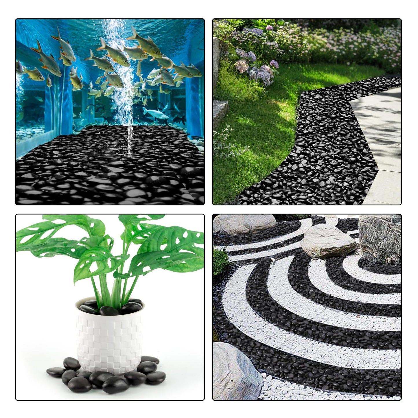 GRISUN 15LB Natural Black River Rocks for Landscaping Outdoor Polished Pebbles for Plants Decorative Stones 1.5-2.5 Inch Large Black Stone for Aquarium, Fish Tank, Vase Filler, Home Decor, Flower Bed