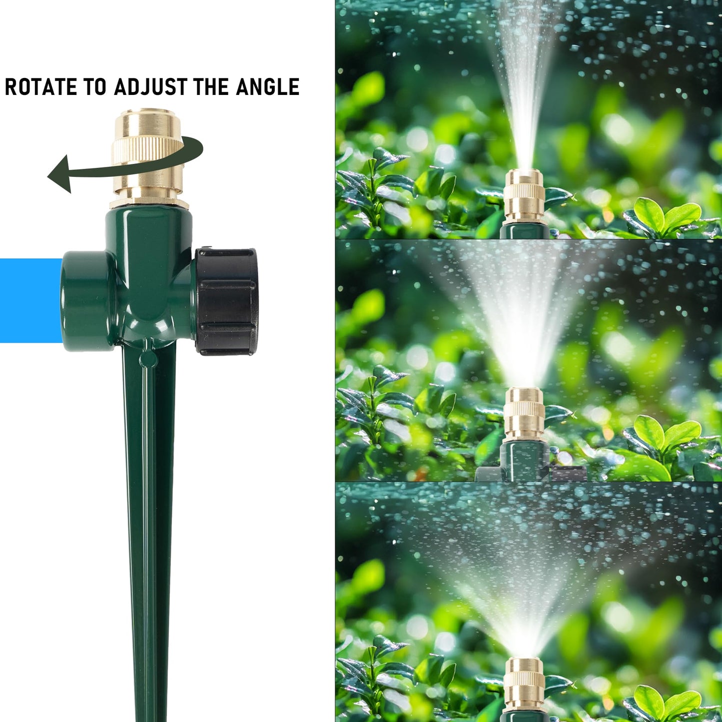 LIULO TOOL 2 Pack Metal Lawn Sprinkler, Automatic Brass Sprinkler with Spike Base, 360 Degree Adjustable Sprinklers Nozzle Large Area Coverage for Lawn Grass Patio Garden Irrigation