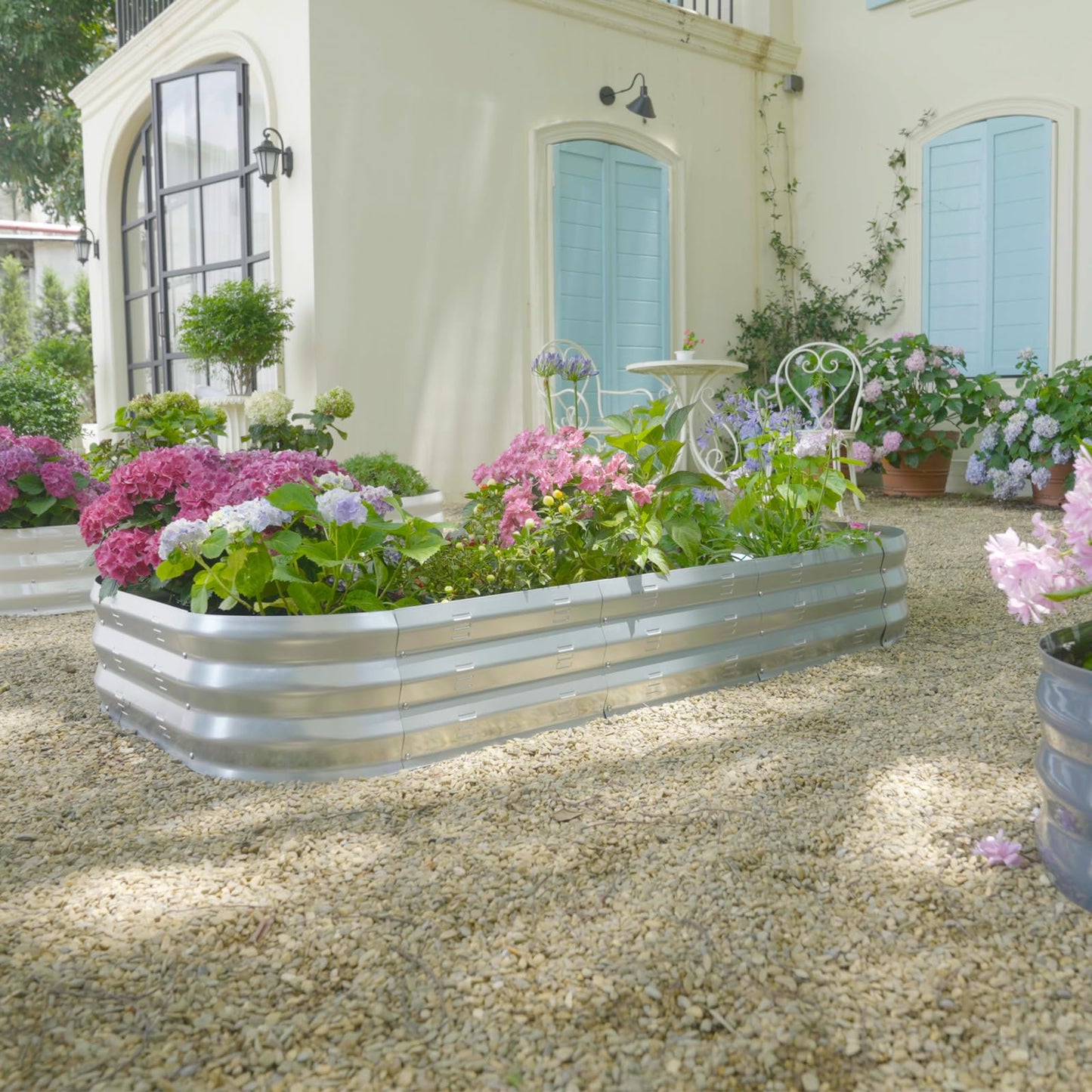 Colorfulbeetle Galvanized Raised Garden Bed Kit, Large Metal Raised Garden Beds for Vegetables, Galvanized Planter Raised Garden Boxes Outdoor (Silver)