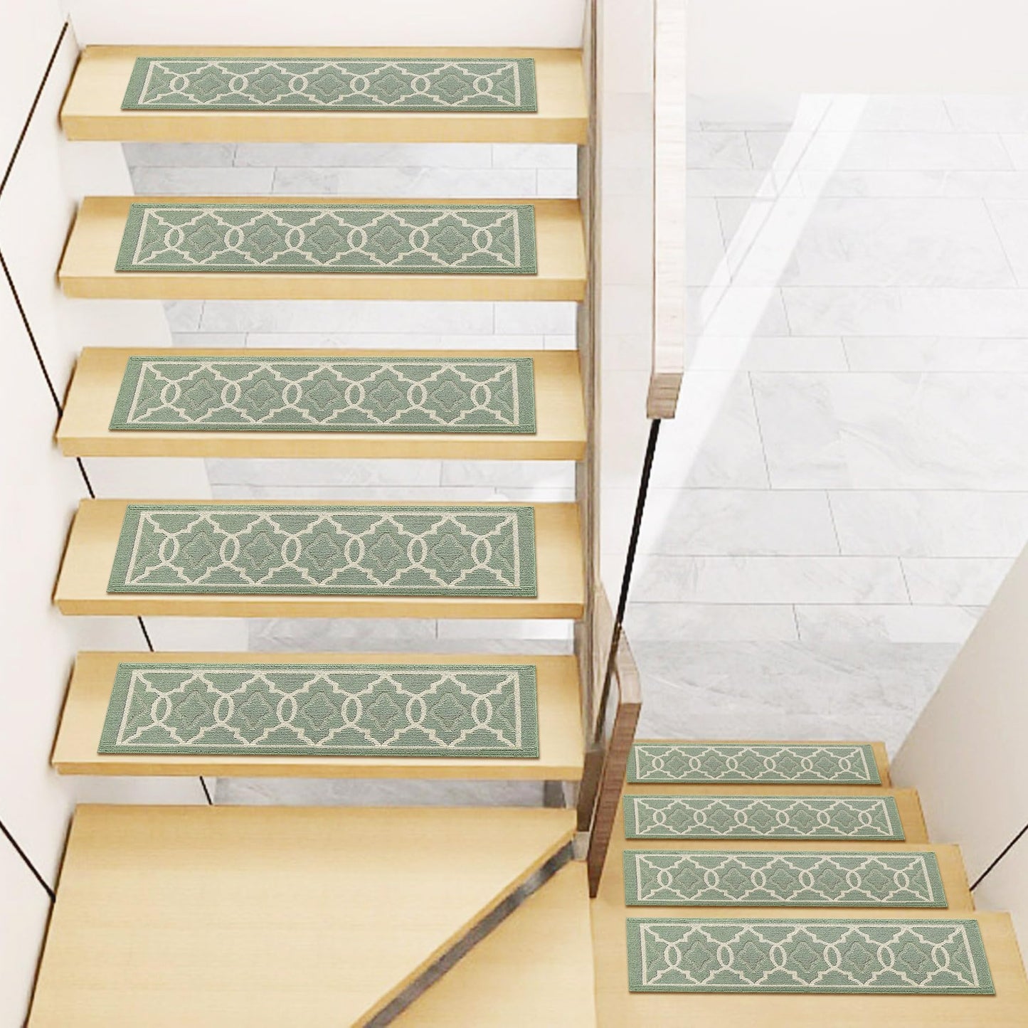 THRILRUG 8" X 30" 7pcs Soft Machine Washable Stairs Carpet Non Slip Stair Treads Set Non-Skid Safety Rug Slip Resistant Indoor Runner for Wooden Steps Stair Runner Rugs for Kids 8 x 30 inch