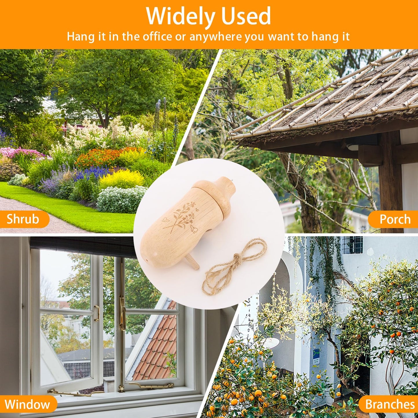 Hummingbird House - Natural Wooden Hummingbird Houses for Outside Hanging, Gardening Gifts for Women, Bird Lovers 3 Packs