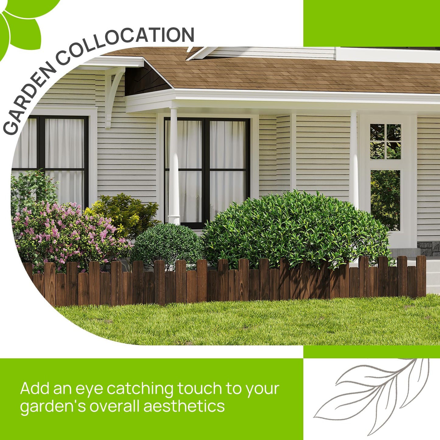 4FT Wooden Garden Edging Border Wood Garden Fence Decorative Landscape Edging Border Outdoor Wood Fence for Yard Tree Flower Bed Edging Borders (1PACK)