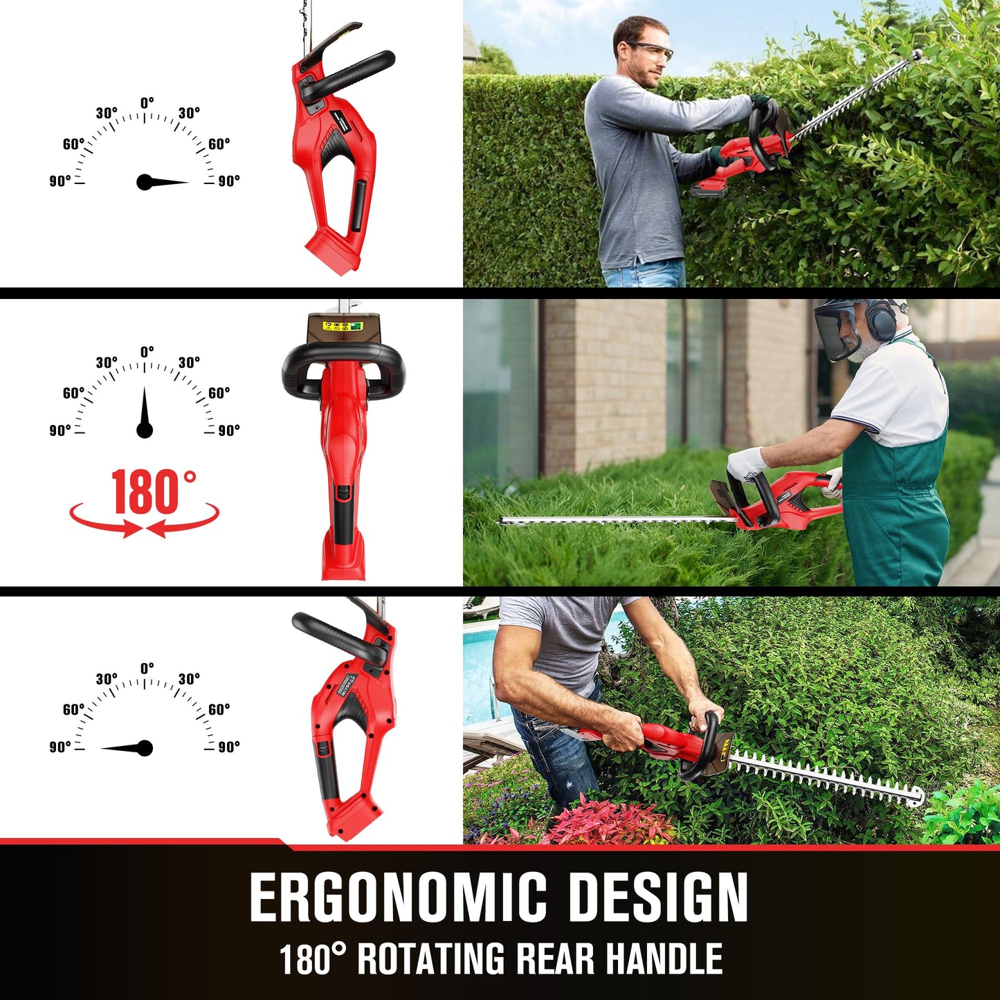 HEINPRO Cordless Hedge Trimmer 22-Inch Compatible with Milwaukee M18 18V Battery, Electric Hedge Trimmer Cordless, Bush Trimmers for Garden,Battery Powered Hedge Trimmers (Battery not Included)