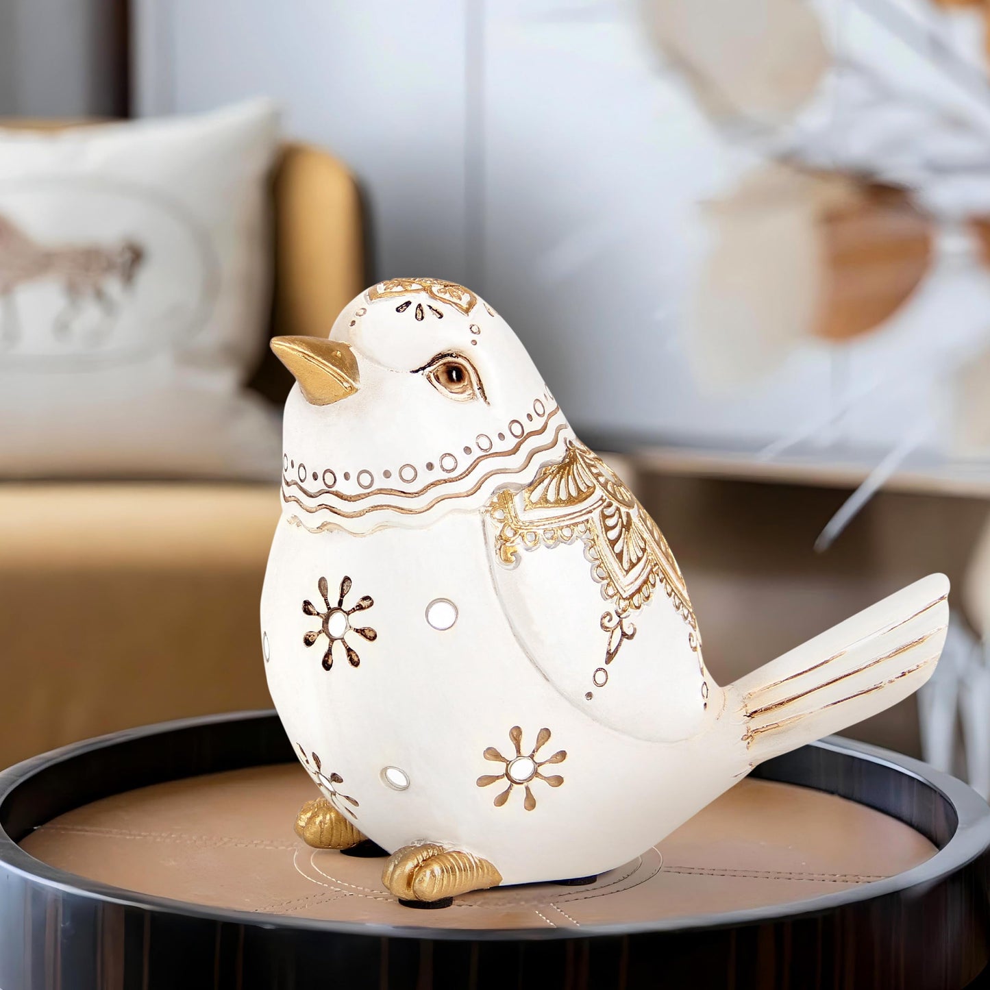Xintim Bird Statue for Home Decor Accents Boho White Bird Figurines for Shelf Living Room Bedroom Centerpiece Table, Decorative Birds Sculpture, Animal Decor Gifts for Bird Lovers, Women