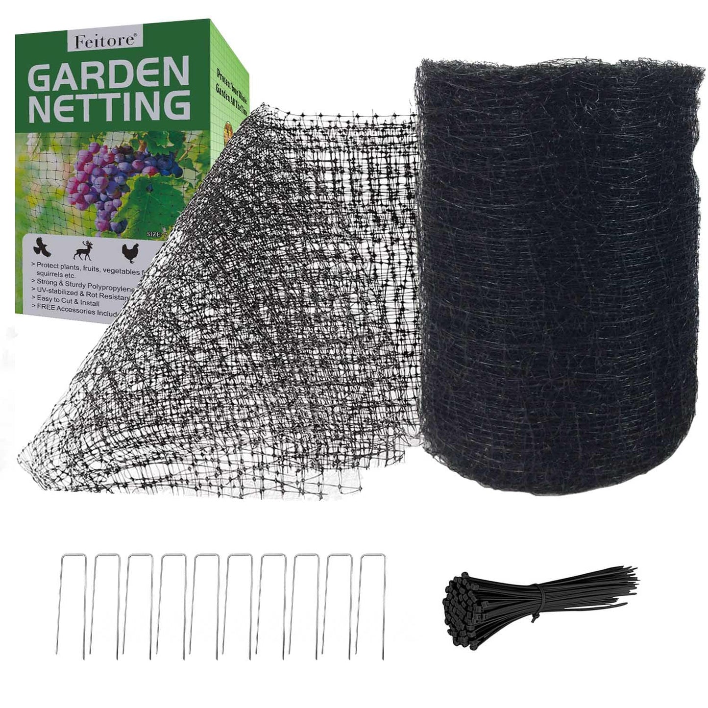 Feitore Deer Fence Netting, 7 x 100 Feet Anti Bird Deer Protection Net Reusable Protective Garden Netting for Plants Fruit Trees Vegetables Against Birds and Other Animals