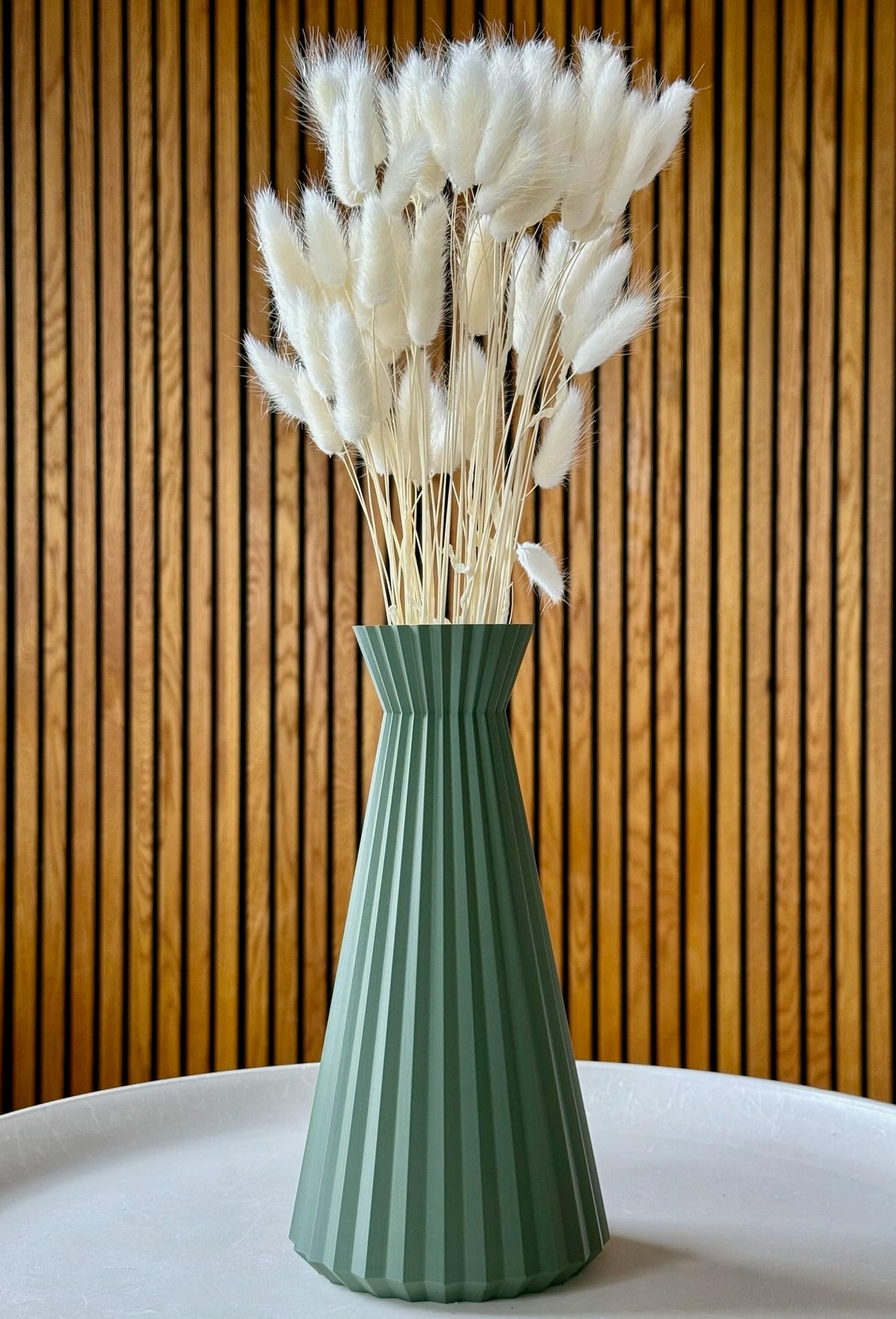 Modern Decorative vase, Geometric Design Feature in Any mid-Century Modern, Contemporary Style Living Room, Kitchen Counter, Dining, Shelf, Office, Coffee Table. 3D Print, 10 inches Tall [sage].