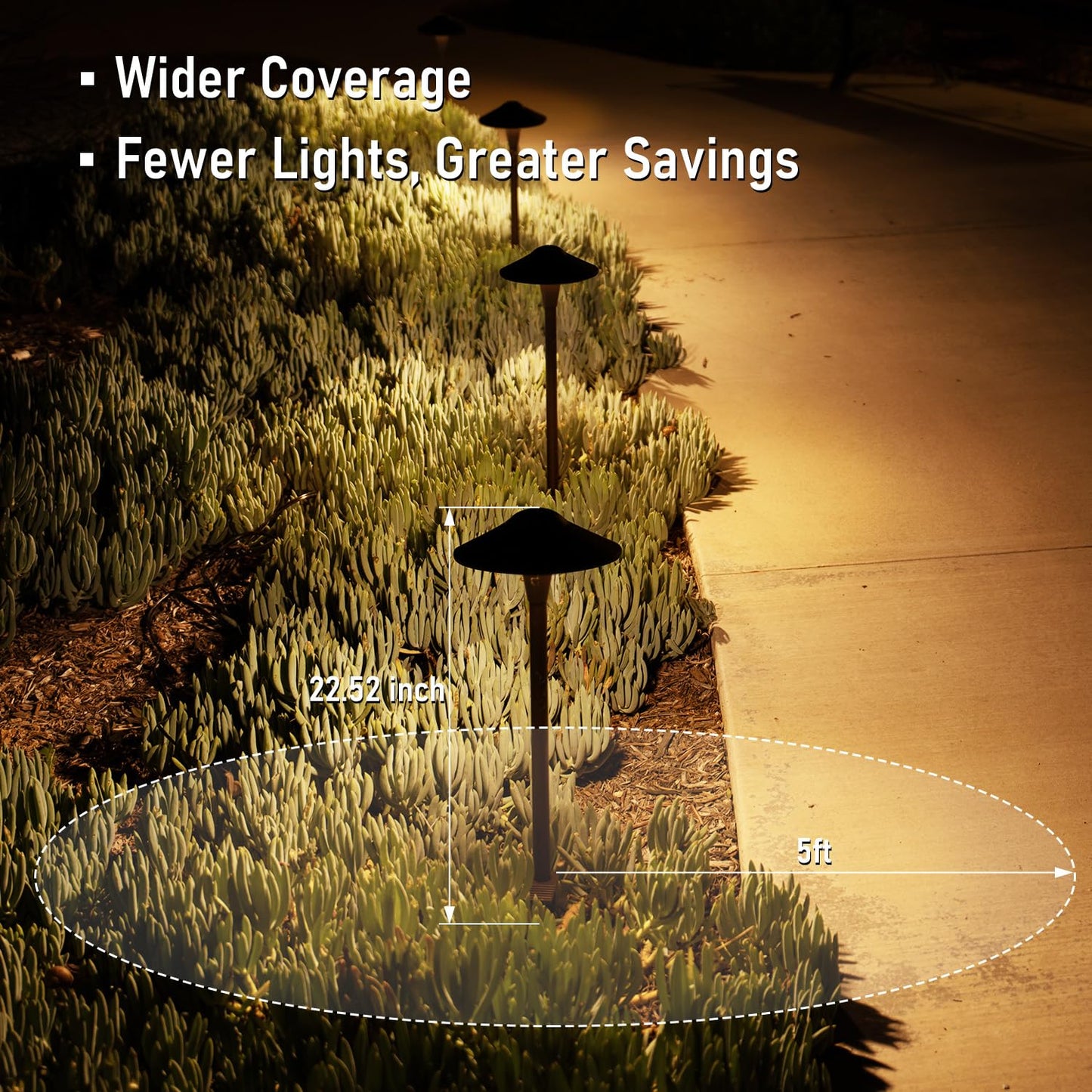 LEONLITE Update 5CCT Low Voltage Pathway Lights, LED Landscape Path Lights, 1800/2700/3000/4000/5000K, Saucer Head, 12-24V AC/DC, IP65 Outdoor Walkway Light, Oil Rubbed Bronze Aluminum, Pack of 6