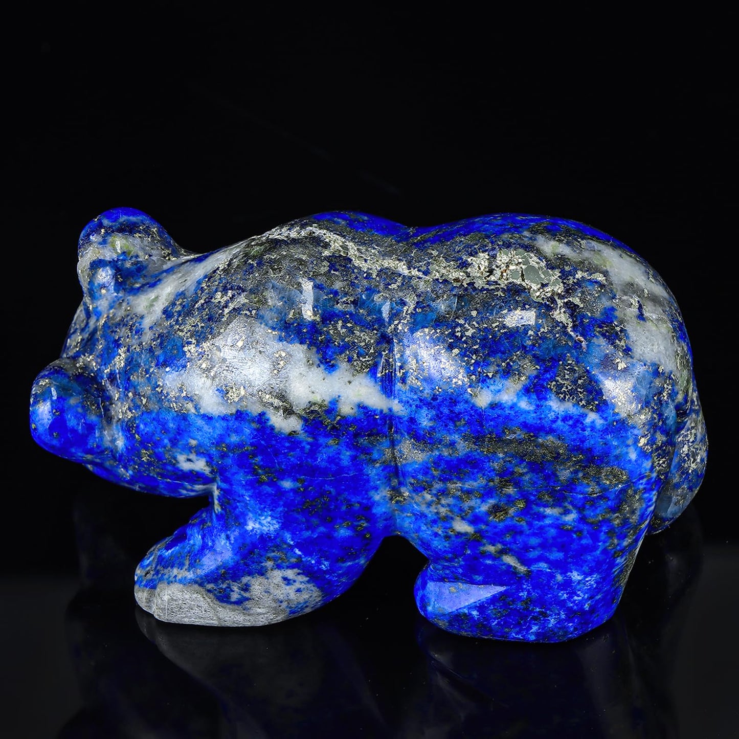 Hxswkk 3" Crystal Bear Figurine Collectibles, Hand Carved Gifts, Animal Sculpture Statue, Home Office Desk Decoration Ornaments (Lapis Lazuli)