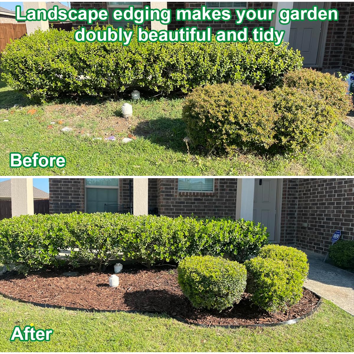 Landscape Edging 3 in x 49 FT, Garden Edging Borders with 75 Pieces Metal Stakes, Flexible Lawn Edging Border Kit, DIY Plastic Fence Edge for Tree, Yard, Flowerbeds,Grass,Landscaping, Path Way