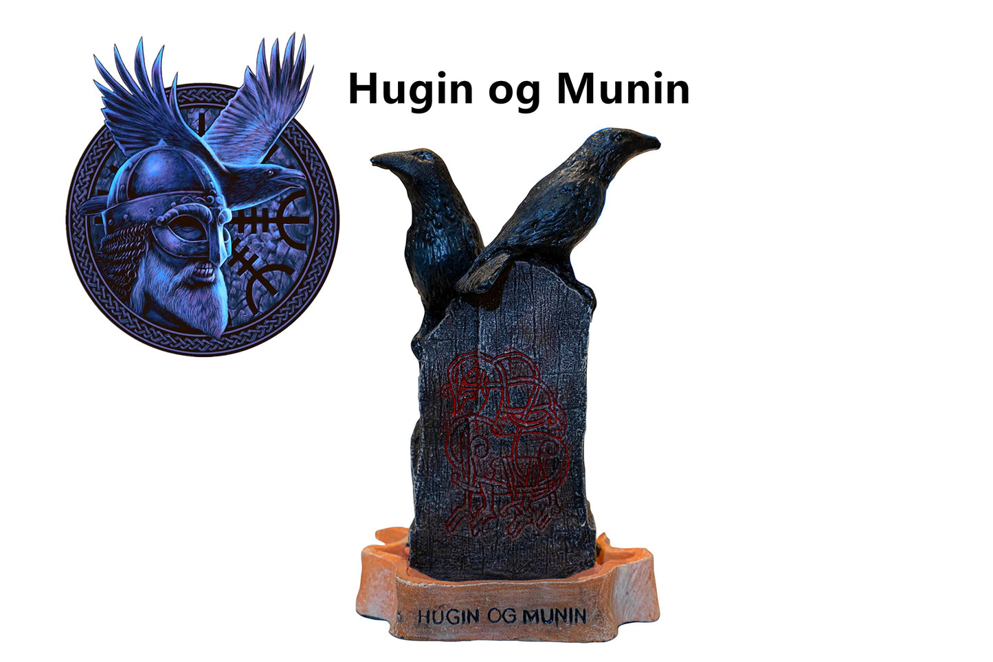 EASCHEER Hugin OG Munin Statue 3" Collectible Figurine Statue Sculpture Figure Crow Bird Model