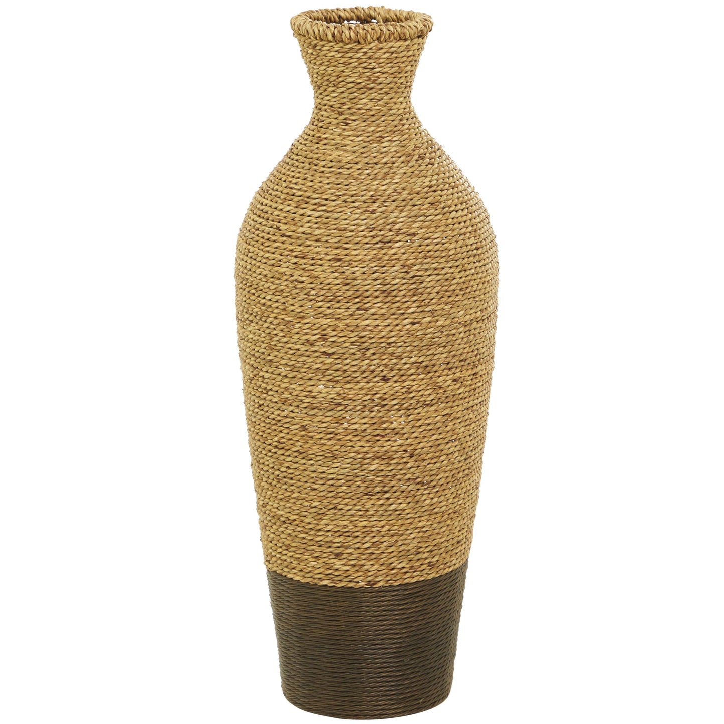Deco 79 Seagrass Handmade Decorative Vase Tall Woven Floor Centerpiece Vase, Vase for Home Decoration 10" x 10" x 28", Brown