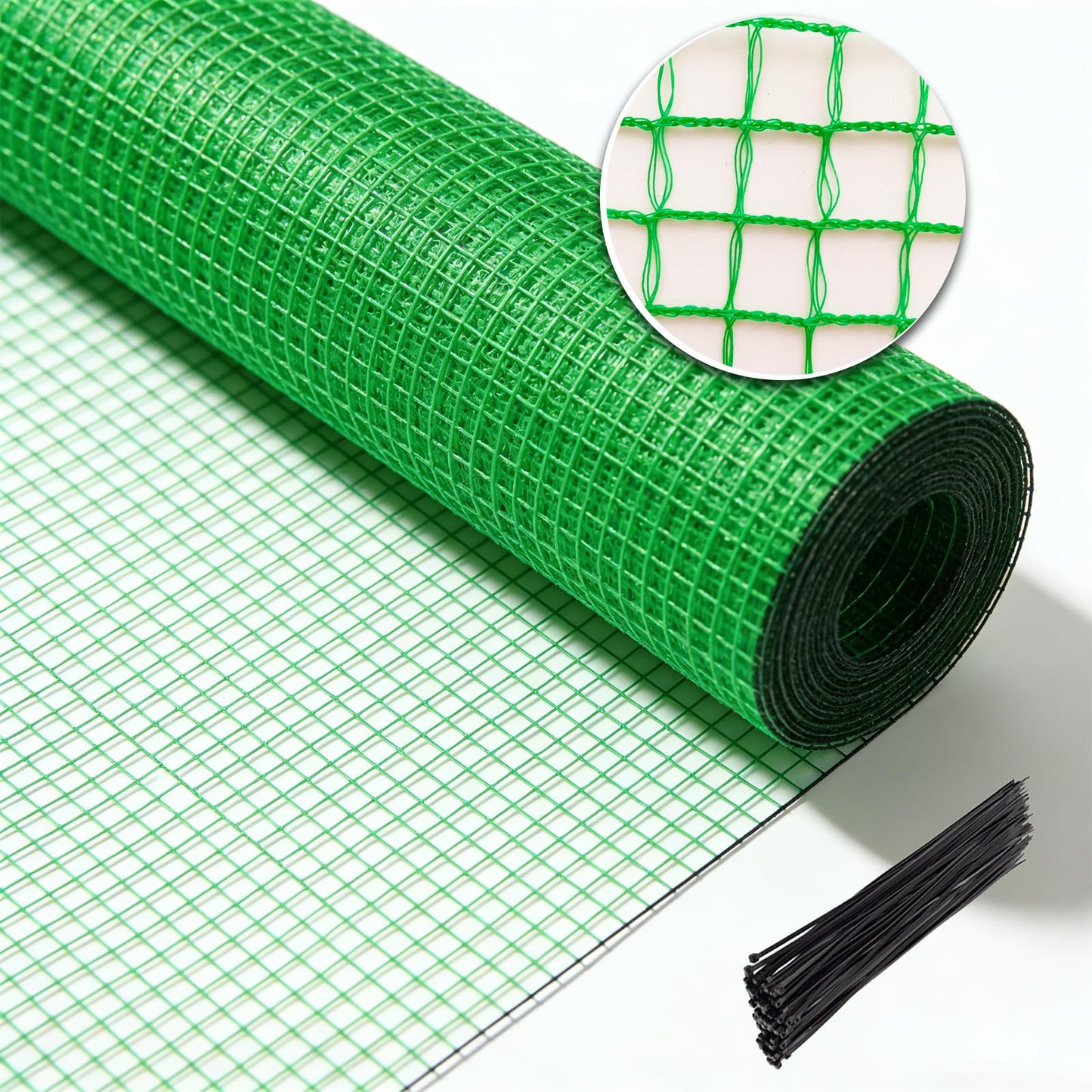 Hortifan Temporary Fence Plastic Mesh Fencing, 4FT x 100FT Garden Bird Netting Safety Fence Snow Fence, Construction Fencing for Deer, Pet, Rabbits, Chicken, Dogs, Animal Barrier, Green