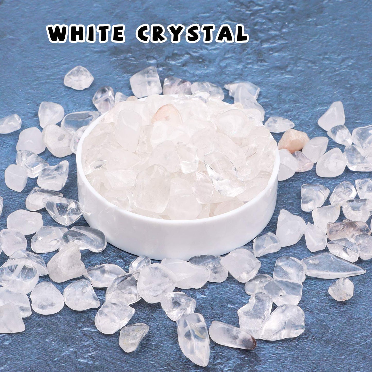 500 pcs Natural Chip Stone Beads, White Crystal 5-8 mm Irregular Gemstones Healing Crystal Loose Rocks Bead Hole Drilled for Jewelry Making Bracelet