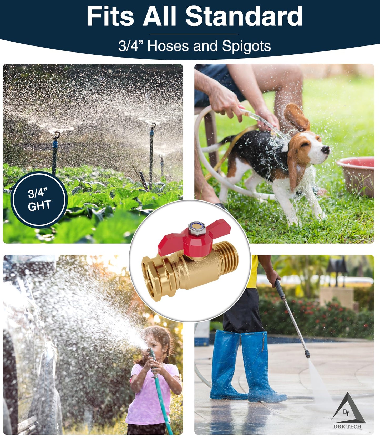 DBR Tech® Garden Hose Shut Off Valve 3/4" Brass | Full Flow & Heavy Duty | 2026 Edition