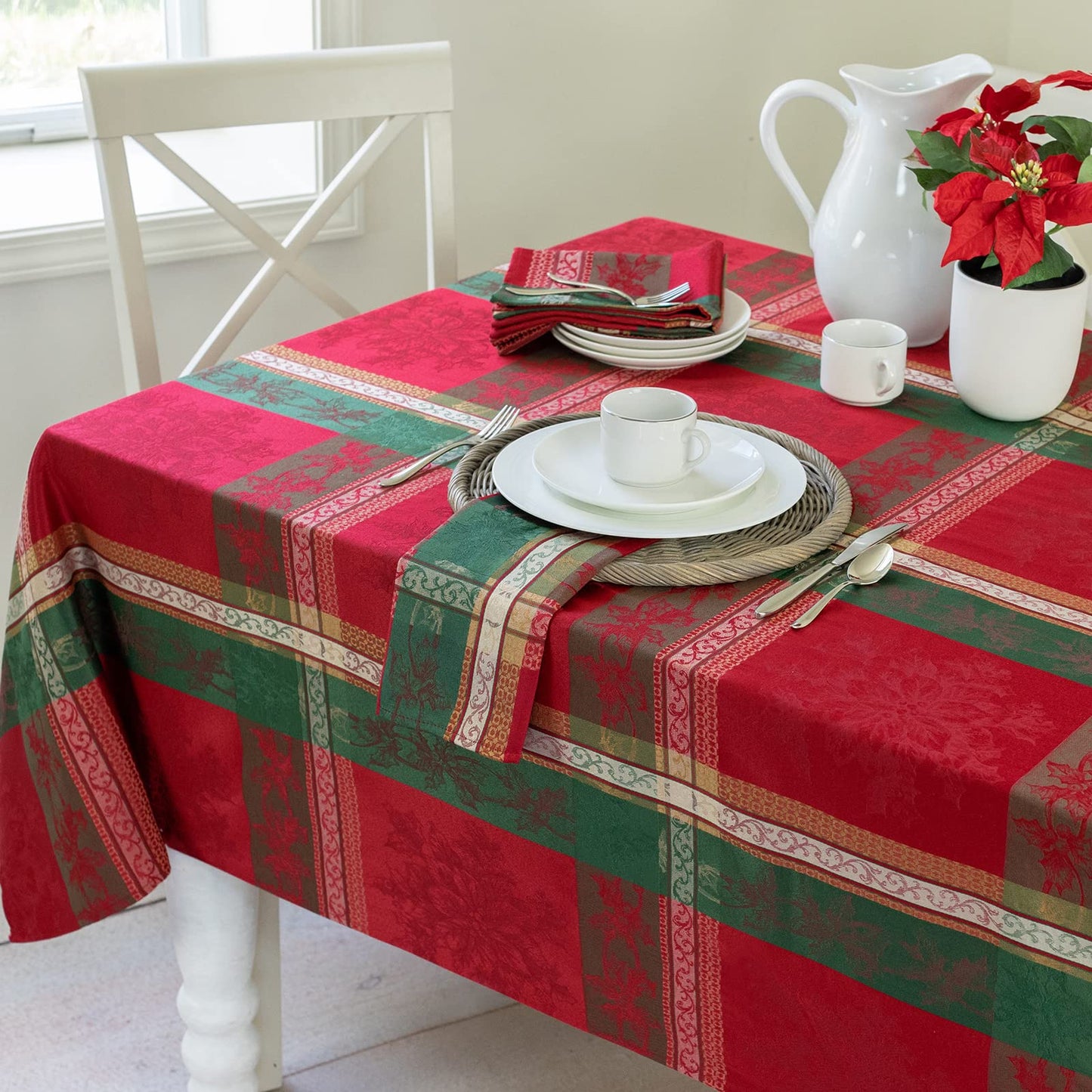 Benson Mills Heavyweight Yarn Dyed Jacquard Fabric Plaid Table Cloth, for Holiday Entertaining, Winter, and Christmas Tablecloth (Holiday Legacy, 52" x 52" Square)