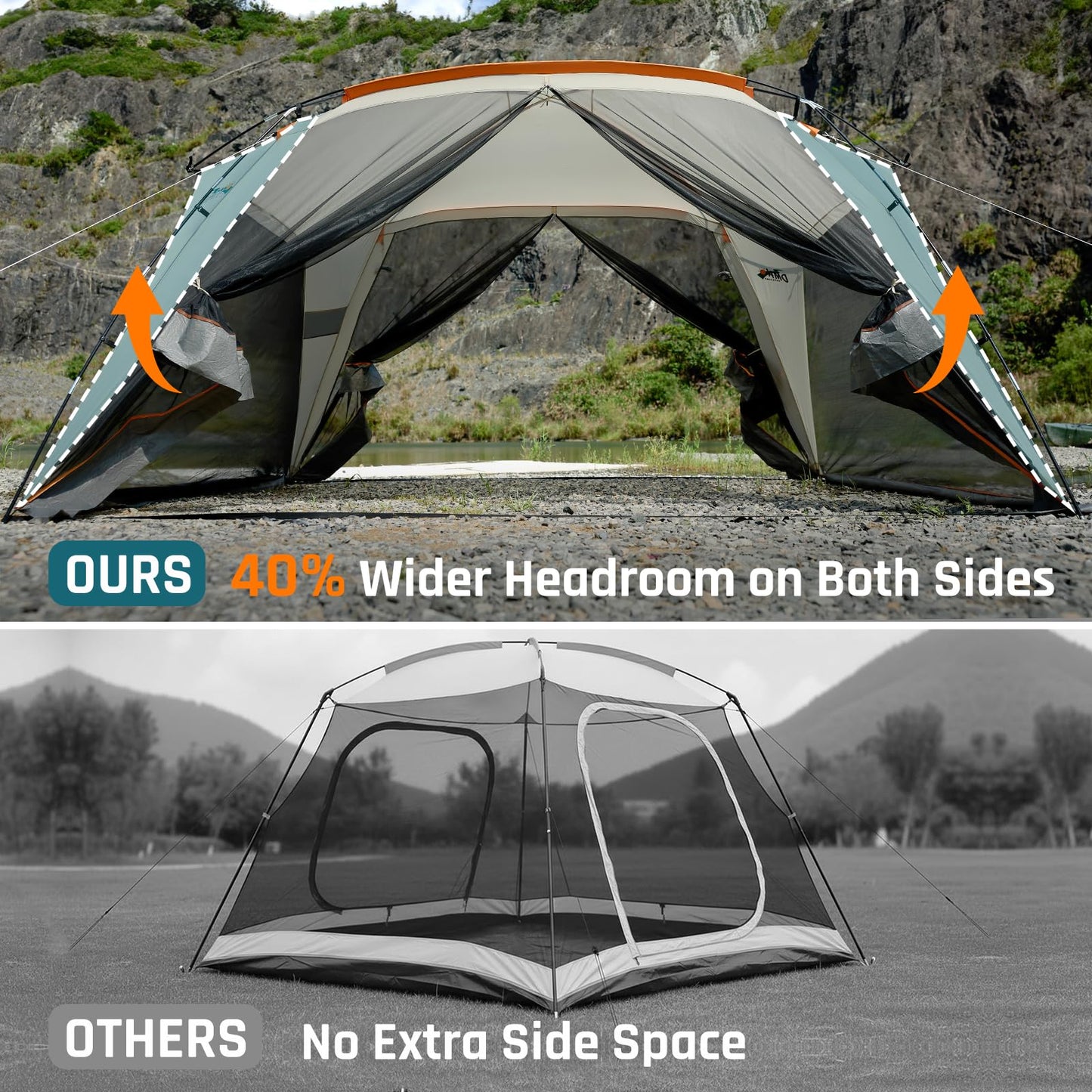 Screen House Tent 12x12ft Screen Room Mesh Gazebos w/ 2 Zipper Doors, Camping Tent Screened Canopy Shelter for Outdoor Patios Backyards Activities