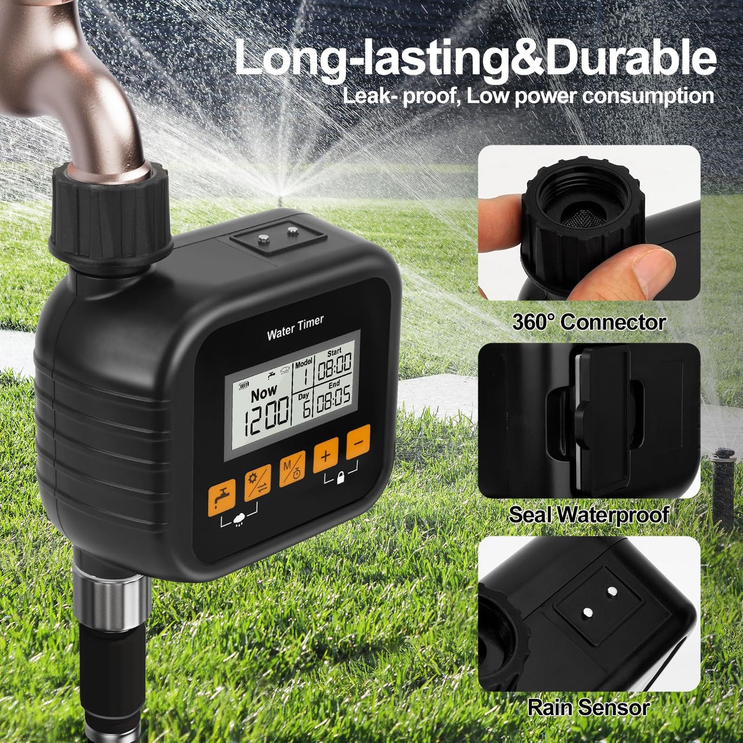 Sprinkler Timer, Water Hose Timer for Garden and Outdoor Irrigation, Garden Irriration System Controller with Rain Sensing.