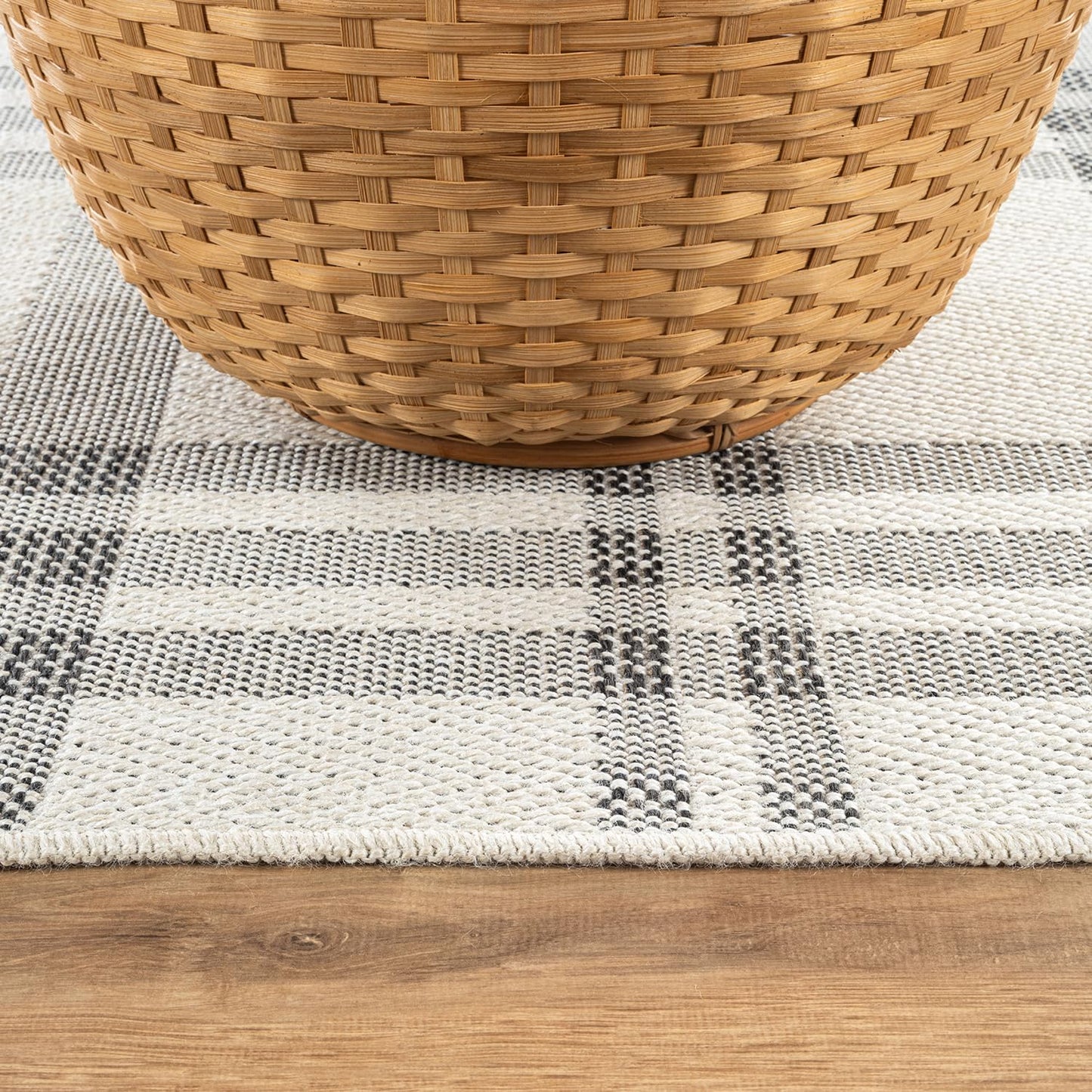 CAMILSON Easy Jute Rug 10x14, Indoor Outdoor Off-White Color Fiber Area Rugs for Living Room Patio and Dining Room Rug, Checkred Boho Woven Design, Easy-Cleaning, Washable Outside Carpet (10 x 14)
