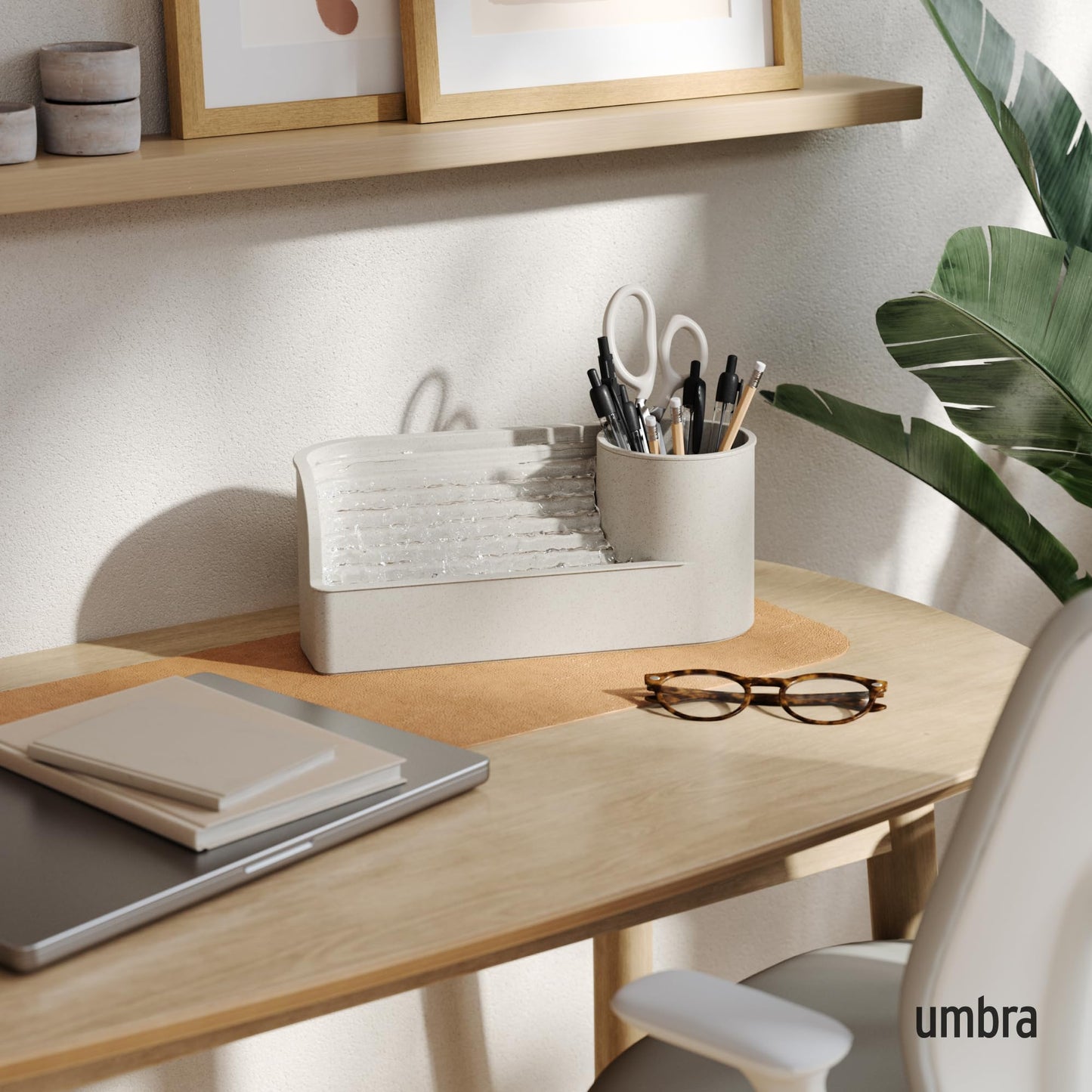 Umbra Stream Water Fountain for Tabletop Desktop - Soothing and Calming Zen for Bedroom or Office, Sand