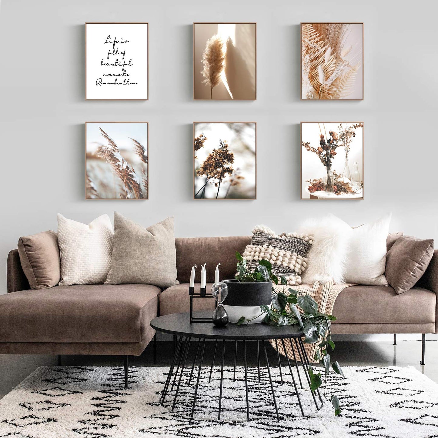 HoozGee Nature Wall Art Prints Set of 6 Canvas Art Wall Decor Botanical Print Pictures Reed Dried Flower Plant Poster Print Home Decorations for Living Room Wall Decor (8"x10" UNFRAMED)