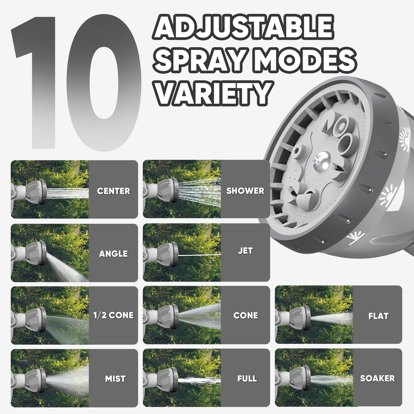 SILVEL Retractable Garden Hose Reel, 1/2 in x 110ft Wall Mount Heavy Duty Automatic Hose Reel with 10 Pattern Nozzle, Any Length Lock & Slow Return System, 180°Swivel Bracket Upgraded UV Resistant