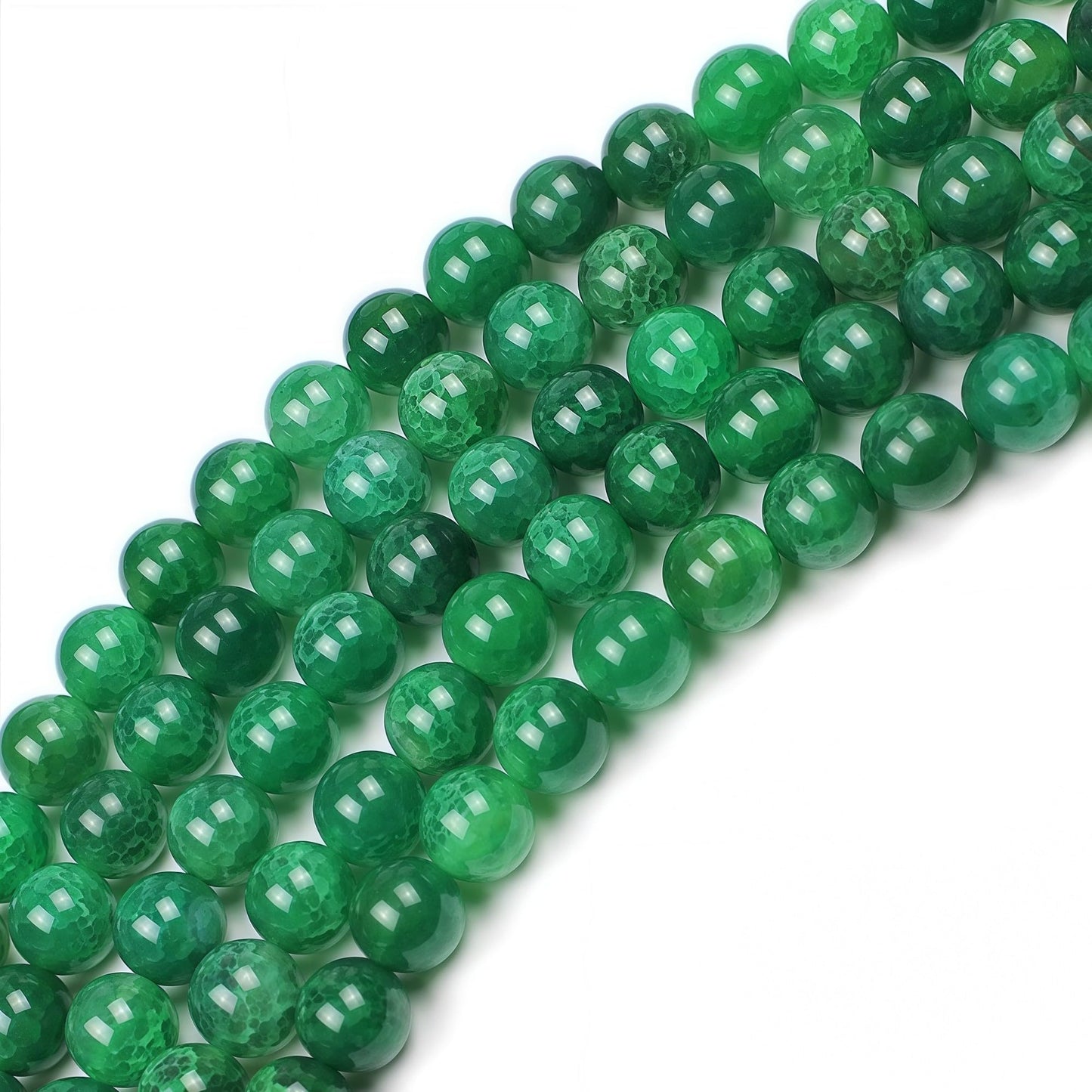 MJDCB Natural Stone Beads 8mm 43pcs Round Green Dragon Vein Agate Loose Gemstone Bead Charms for Jewelry Making Bracelet Necklace Earring Pendant
