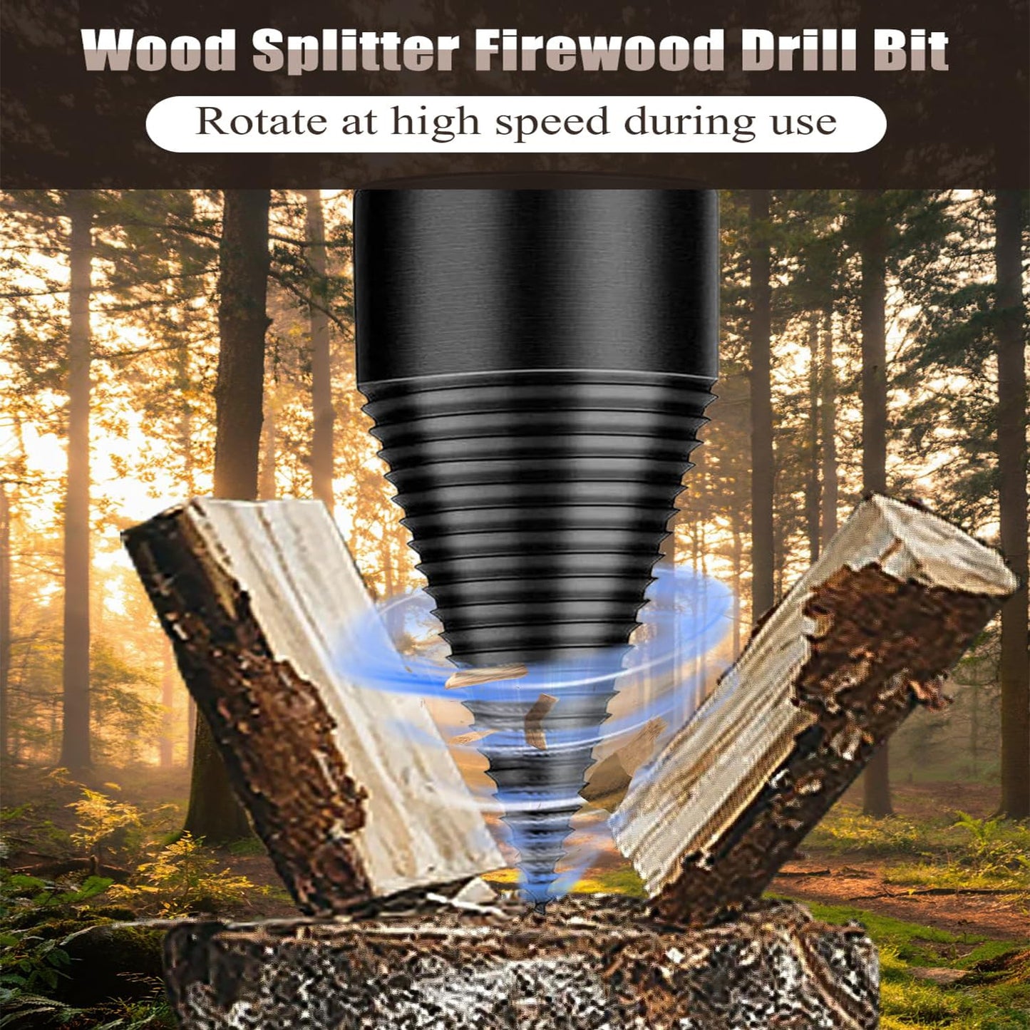 6 Pcs Wood Splitter Drill Bits, 50mm+32mm Firewood Log Splitter, Heavy Duty Electric Drill Screw Cone Driver Removable, Detachable Wood Splitting Wedge Tool