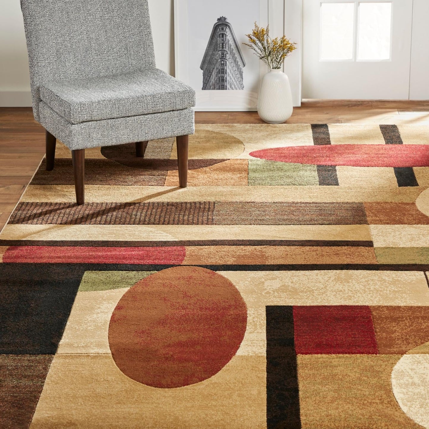 Home Dynamix Tribeca Jasmine Modern Area Rug, Abstract Brown/Green 6'7"x9'10"