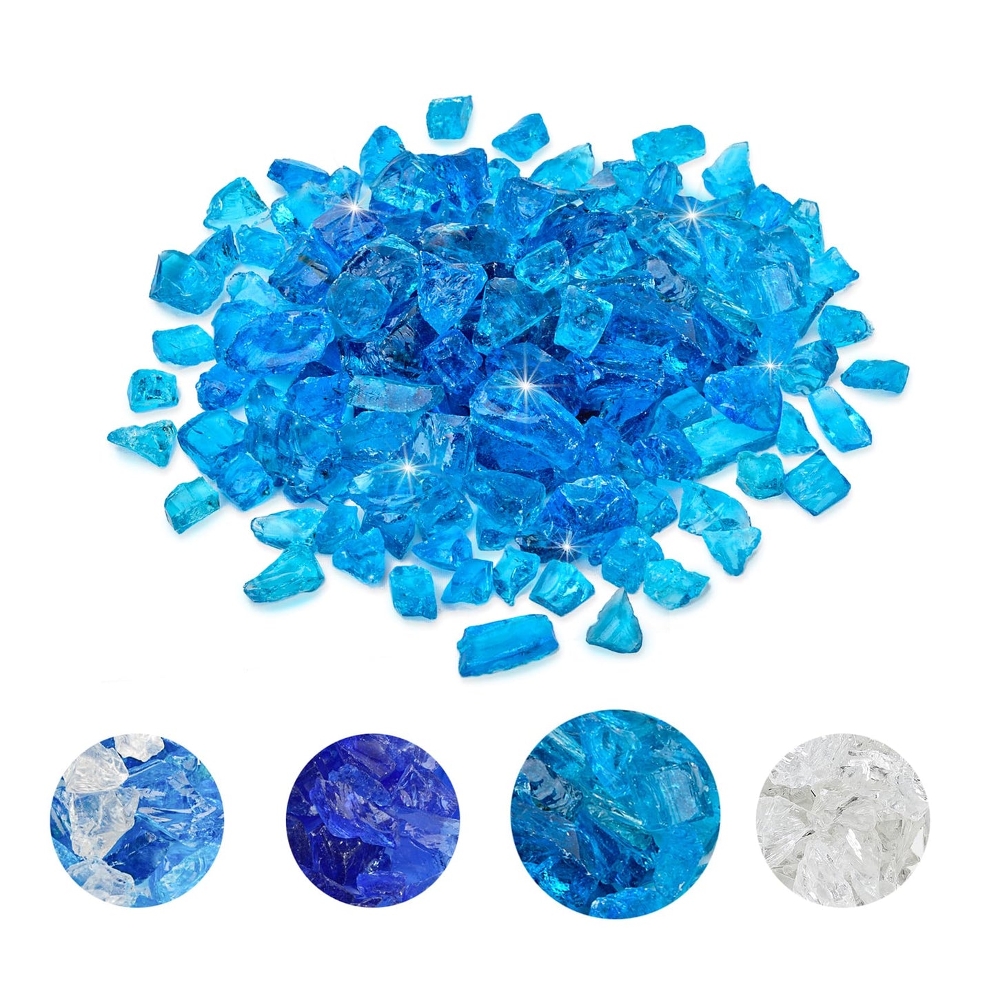 Skyflame 10-Pound Crushed Fire Glass for Fire Pit/Fireplace/Vase Fillers/Garden Landscapes/Resin Art, Sea Blue