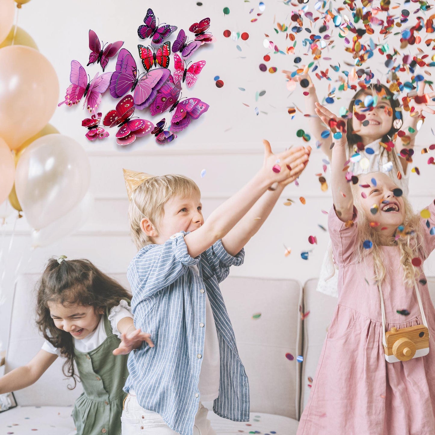 OPSEAM Butterfly Wall Decor 24/48 PCS, 3D Butterflies Stickers for Party Decorations with Magnets(Purple, 24)