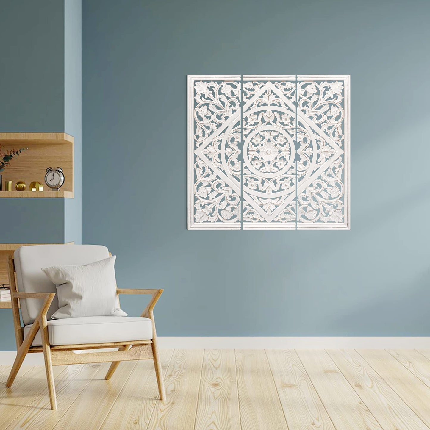 James Symfony Decorative Wall Panels - Living Room Wall Art Decor, Bedroom Decor, Christmas Wall Decor, Set of 3 - 36x12 Inch White