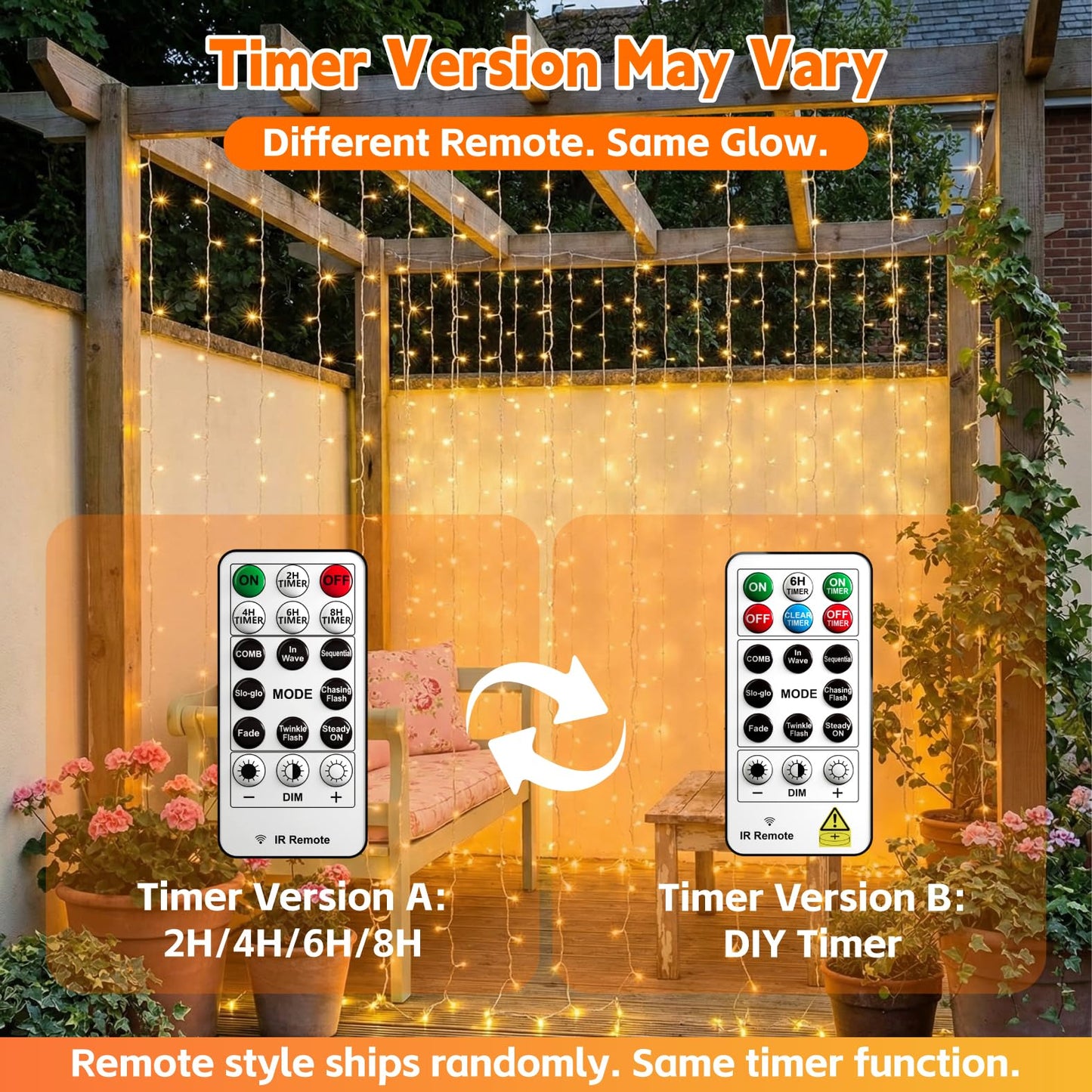 SINAMER Curtain Light for Bedroom, 200LED 6.6x6.6ft Warm White Window Wall Hanging Fairy Curtain String Light, 8 Modes Remote Fairy String Lights Indoor for Wedding Party Home Garden Decorations