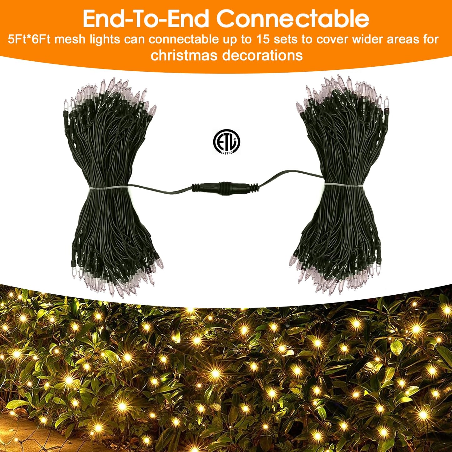 Aolupal Christmas Net Lights Outdoor for Bushes, 6x5ft 120LED Net Light Outdoor Mesh Lights, Connectable Waterproof Net Light for Bushes,Garden,Yard,Trunk,Xmas Tree,Christmas Décor